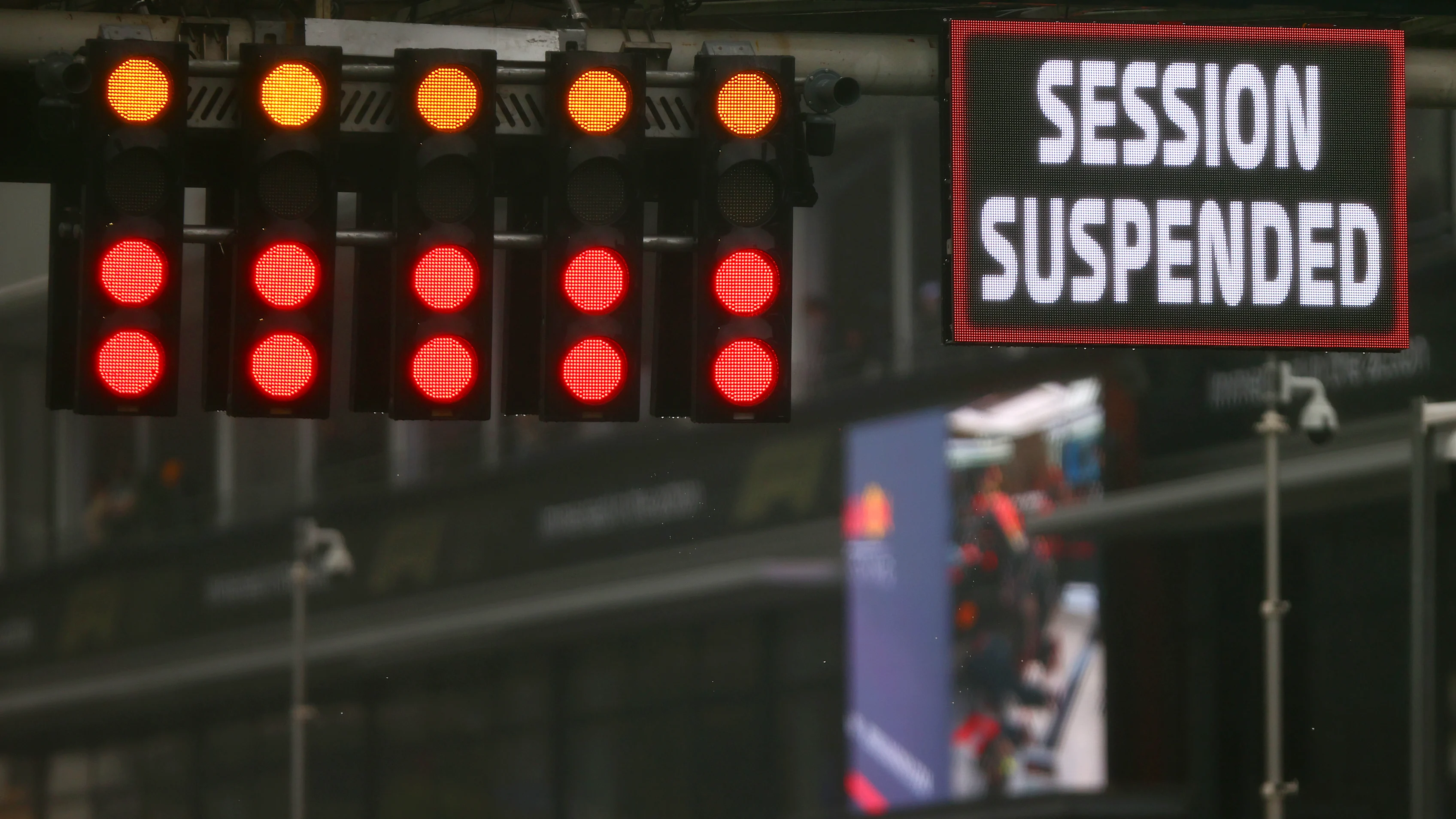 SPA, BELGIUM - AUGUST 29: The start of the race is delayed due to the weather during the F1 Grand