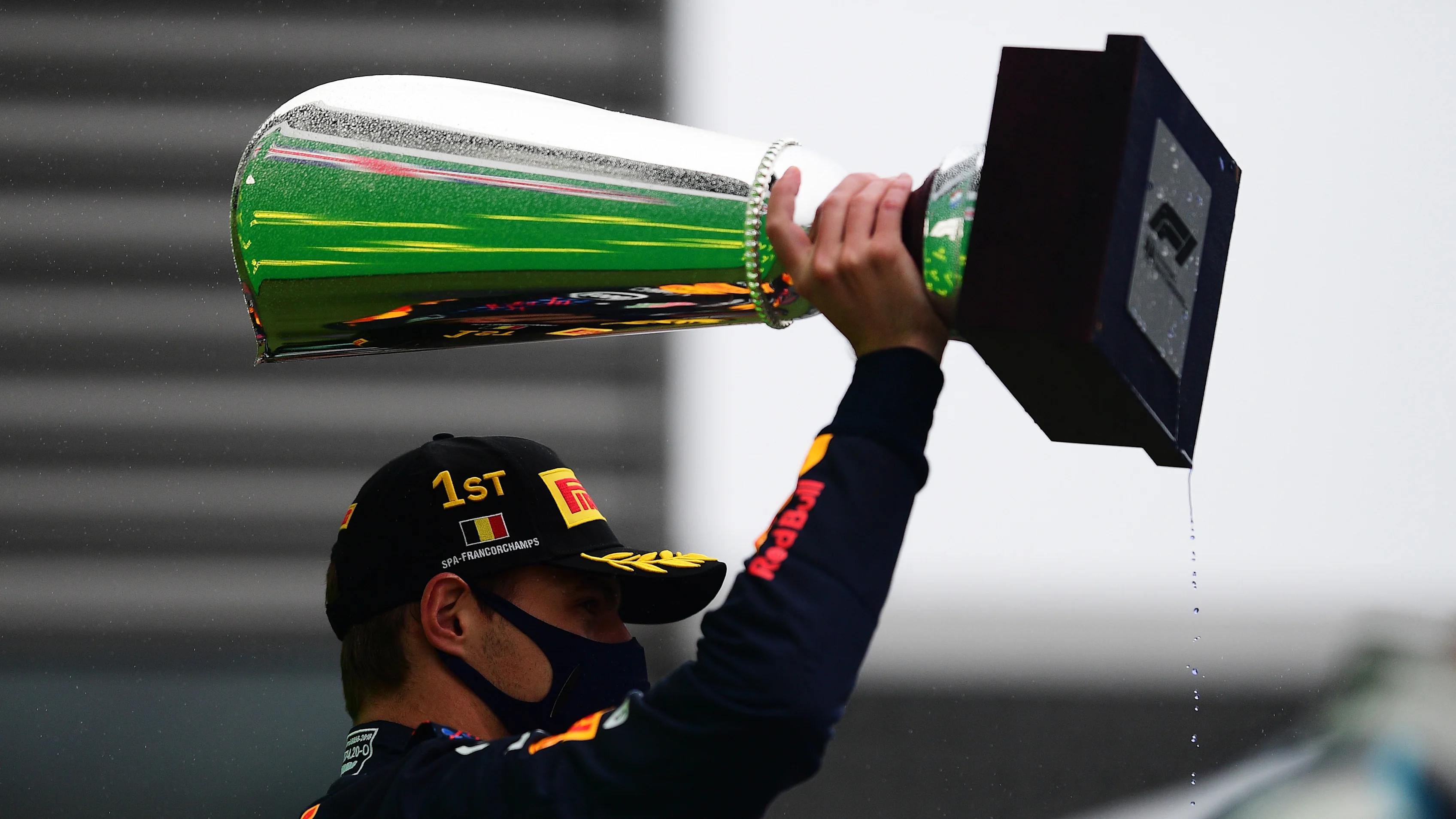 SPA, BELGIUM - AUGUST 29: Race winner Max Verstappen of Netherlands and Red Bull Racing celebrates