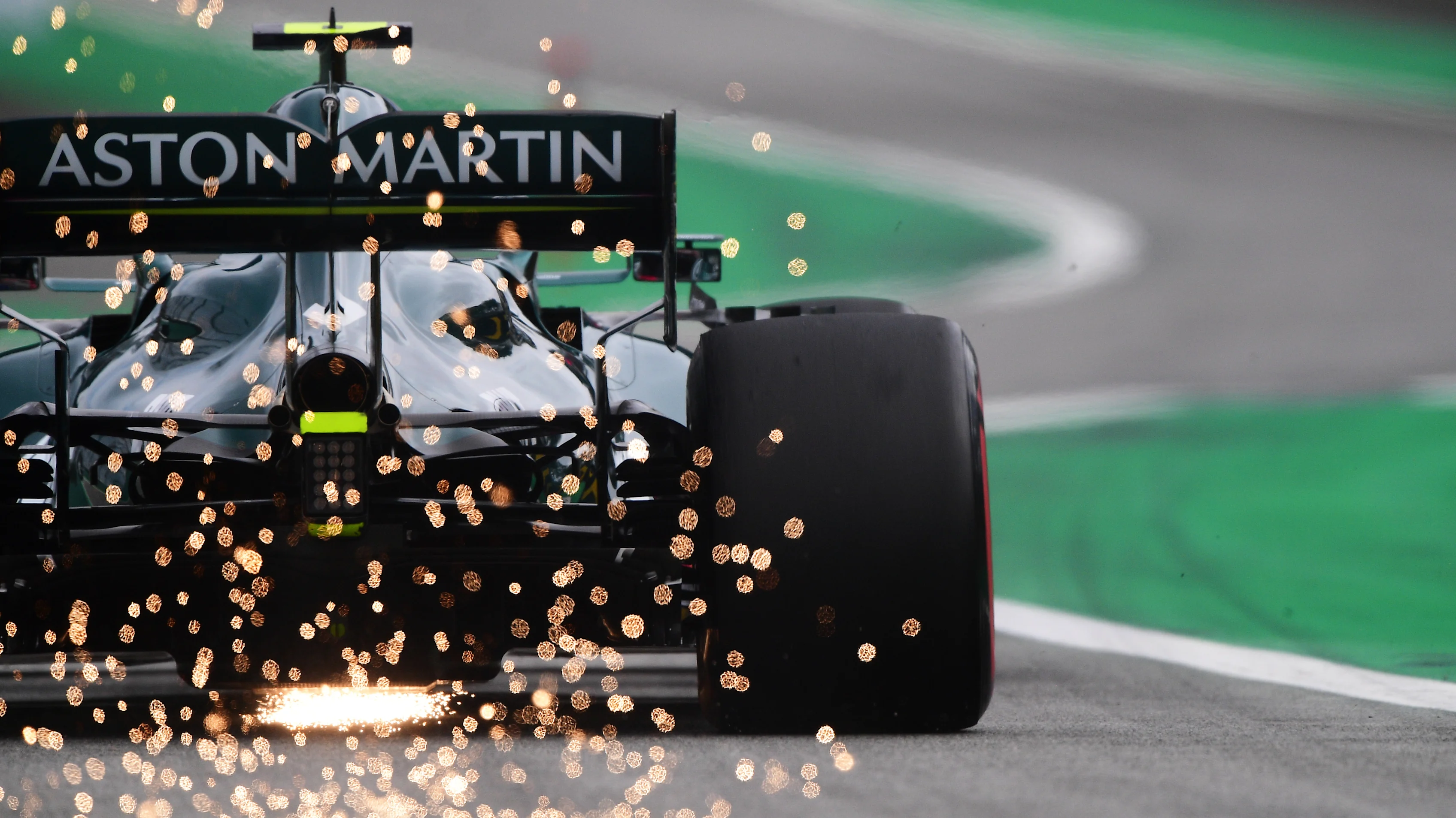 SAO PAULO, BRAZIL - NOVEMBER 12: Sebastian Vettel of Germany driving the (5) Aston Martin AMR21