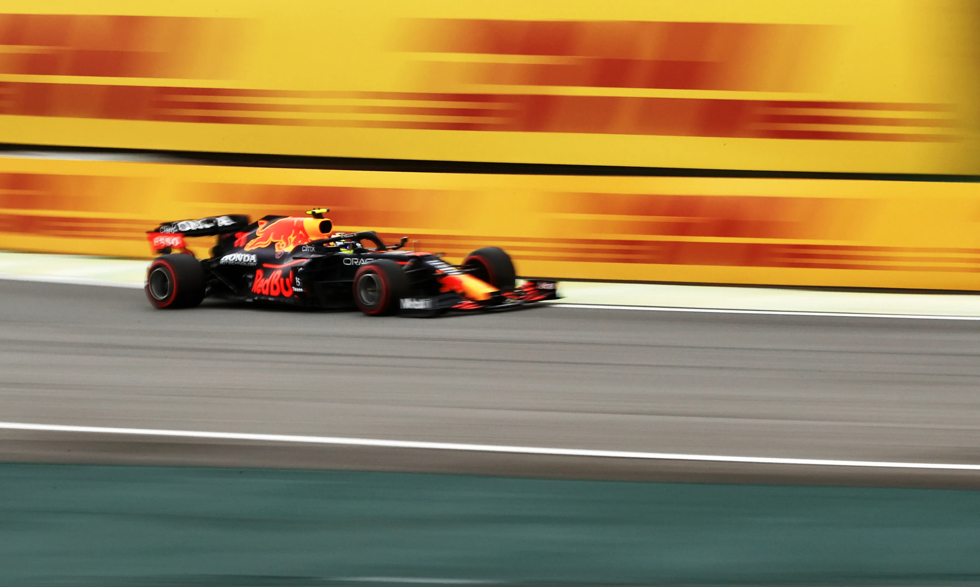 SAO PAULO, BRAZIL - NOVEMBER 12: Sergio Perez of Mexico driving the (11) Red Bull Racing RB16B