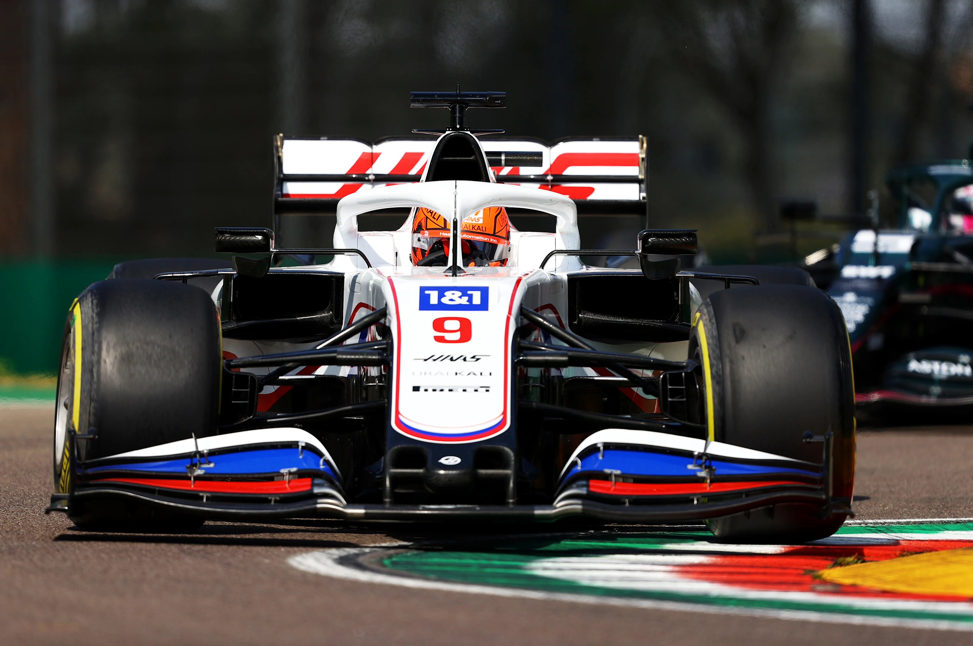 IMOLA, ITALY - APRIL 16: Nikita Mazepin of Russia driving the (9) Haas F1 Team VF-21 Ferrari on