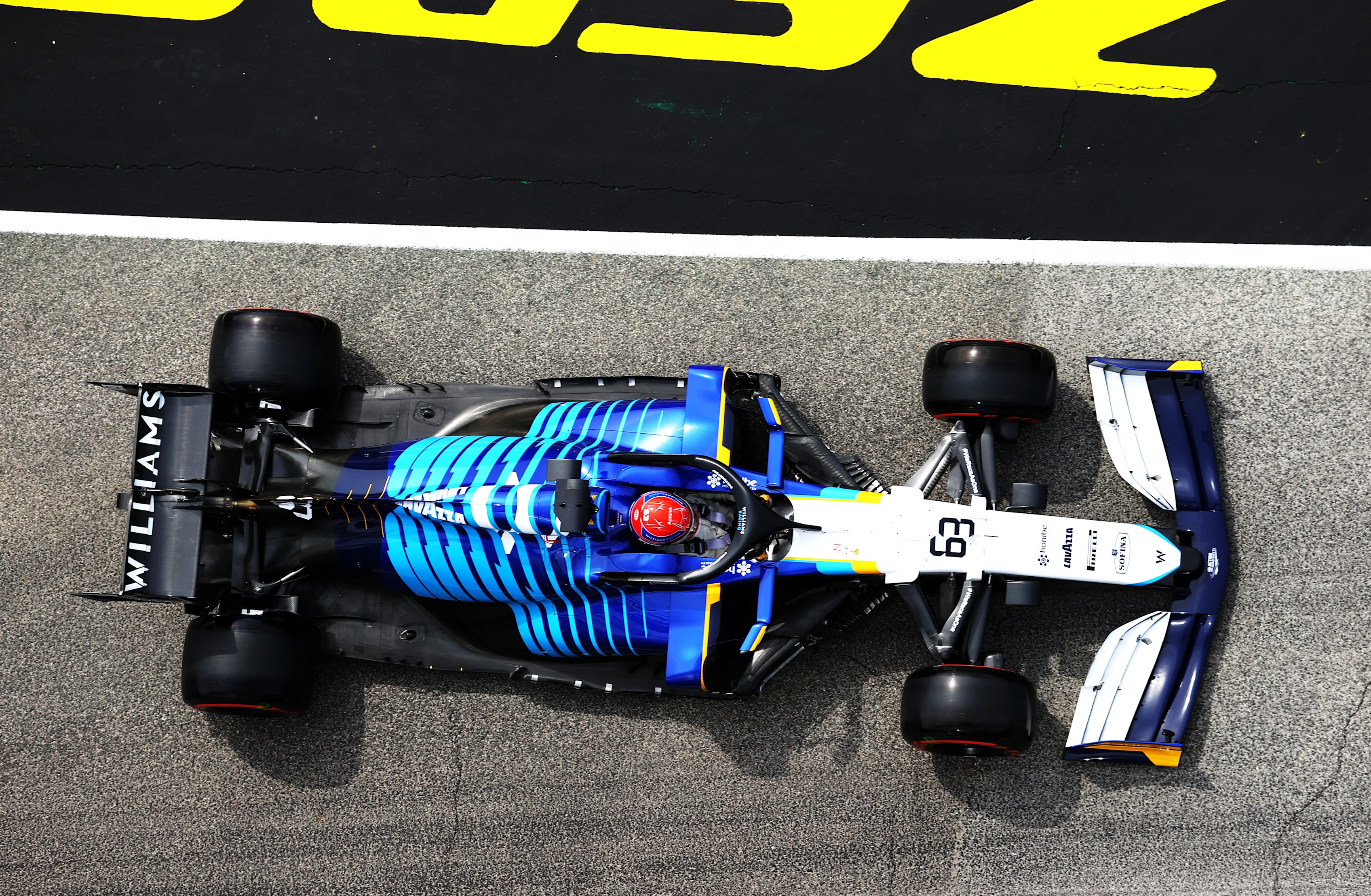IMOLA, ITALY - APRIL 17: George Russell of Great Britain driving the (63) Williams Racing FW43B