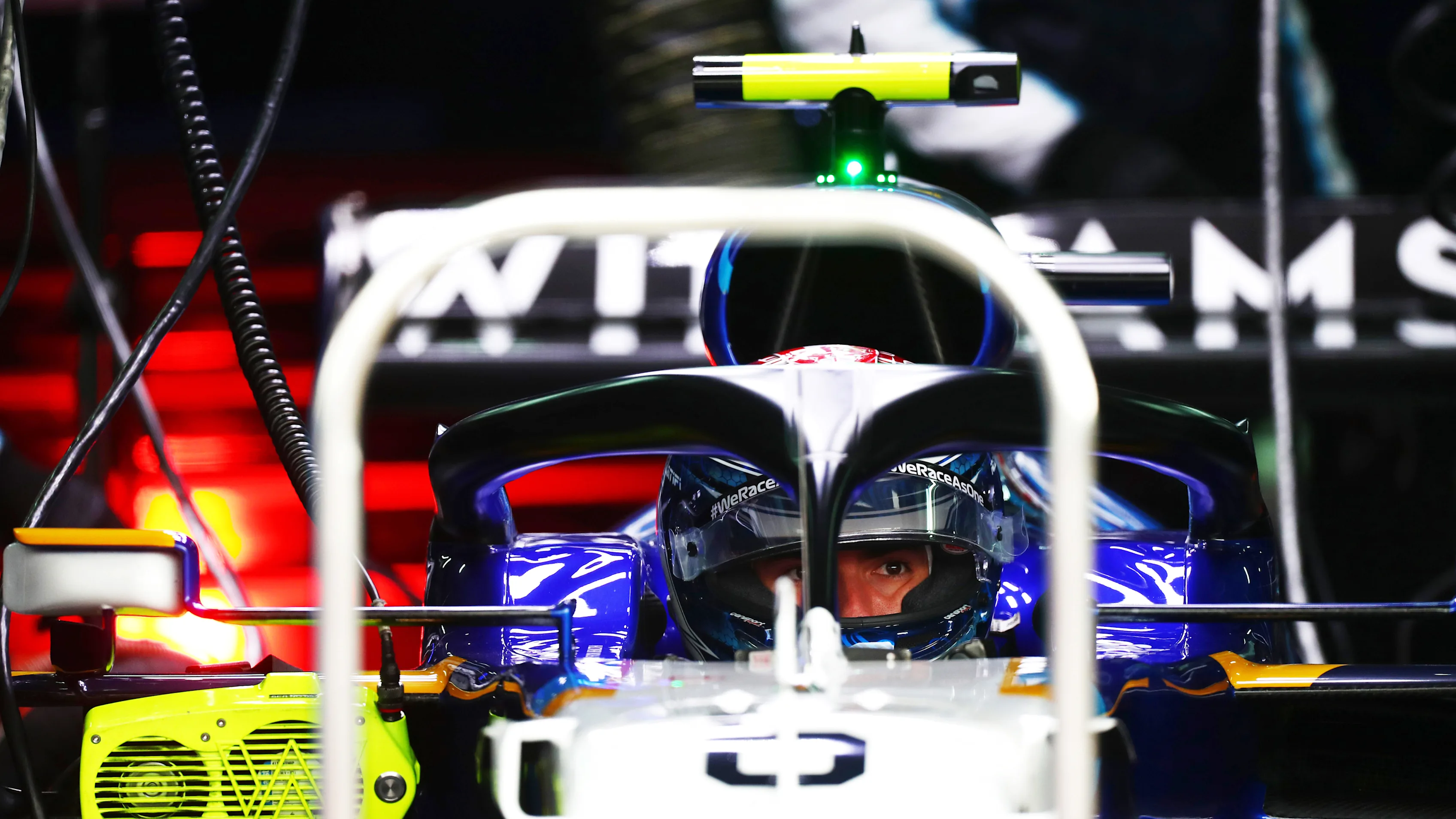 IMOLA, ITALY - APRIL 18: Nicholas Latifi of Canada and Williams prepares to drive in the garage