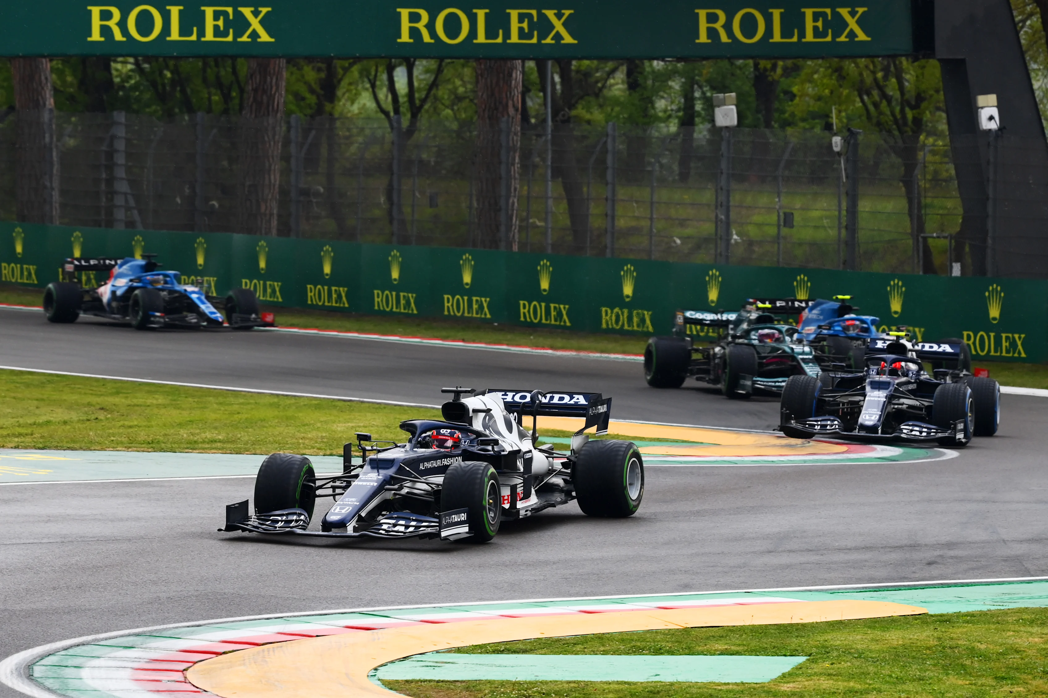 IMOLA, ITALY - APRIL 18:  Yuki Tsunoda of Japan driving the (22) Scuderia AlphaTauri AT02 Honda