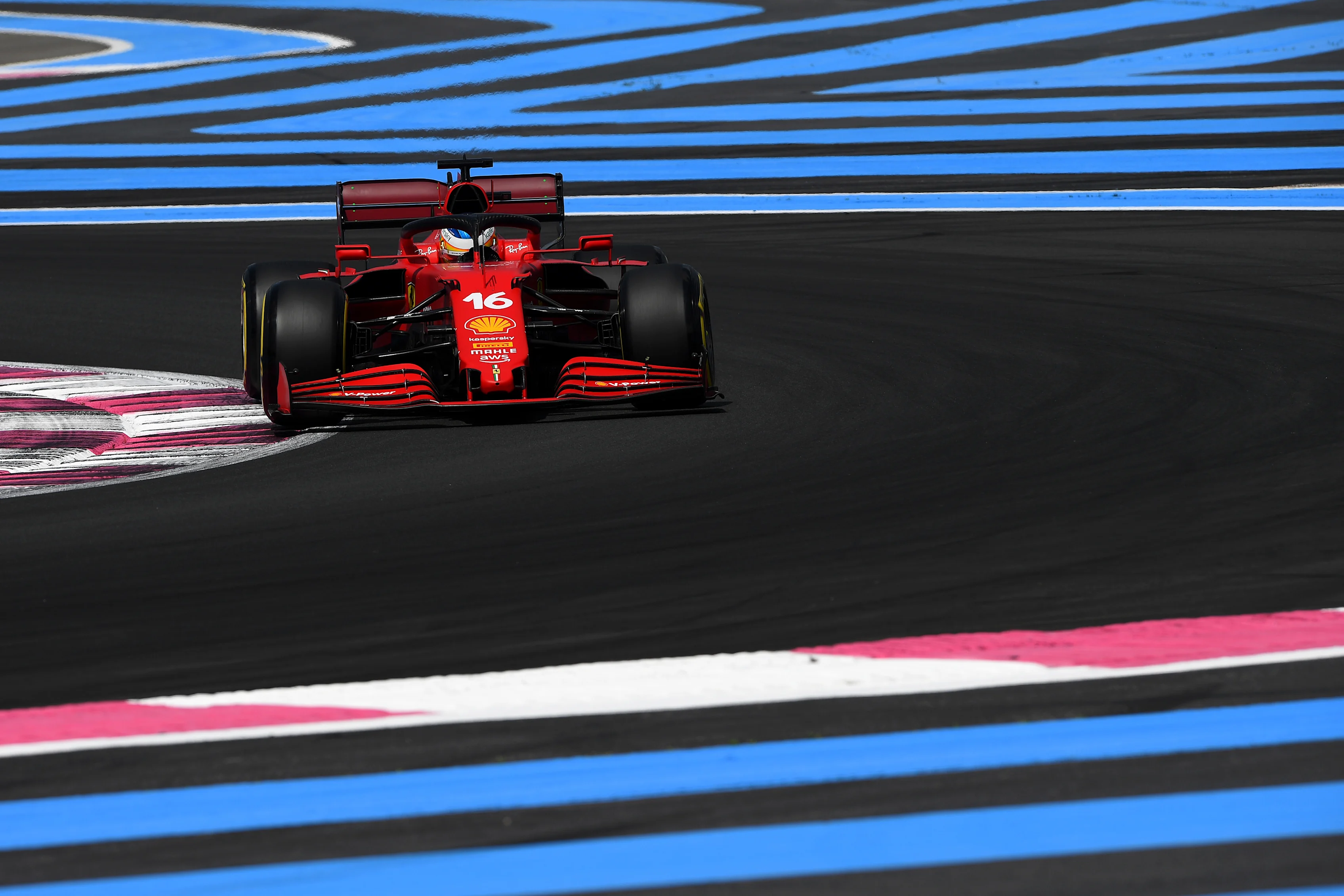 LE CASTELLET, FRANCE - JUNE 18: Charles Leclerc of Monaco driving the (16) Scuderia Ferrari SF21 on