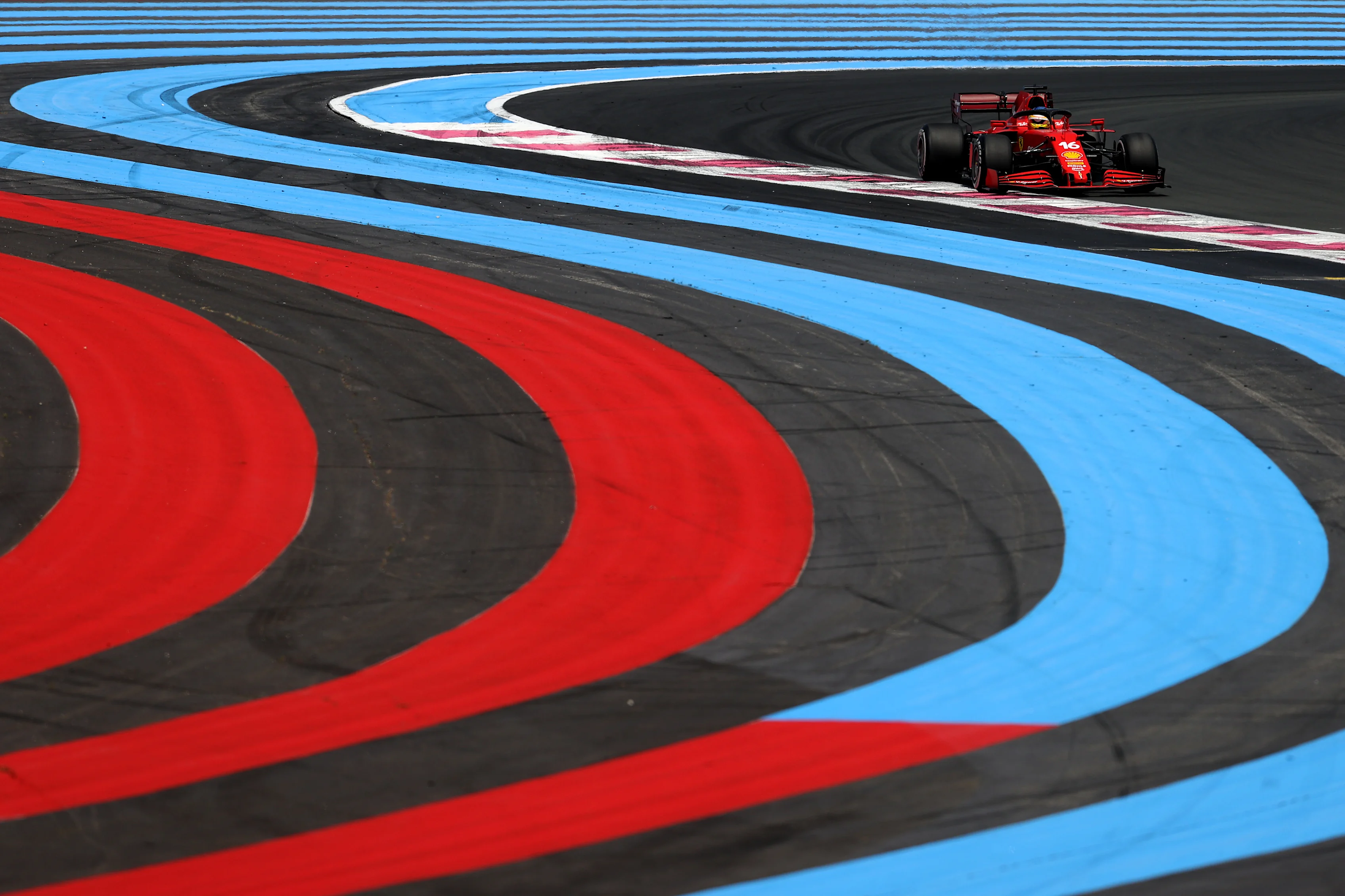 LE CASTELLET, FRANCE - JUNE 18: Charles Leclerc of Monaco driving the (16) Scuderia Ferrari SF21 on
