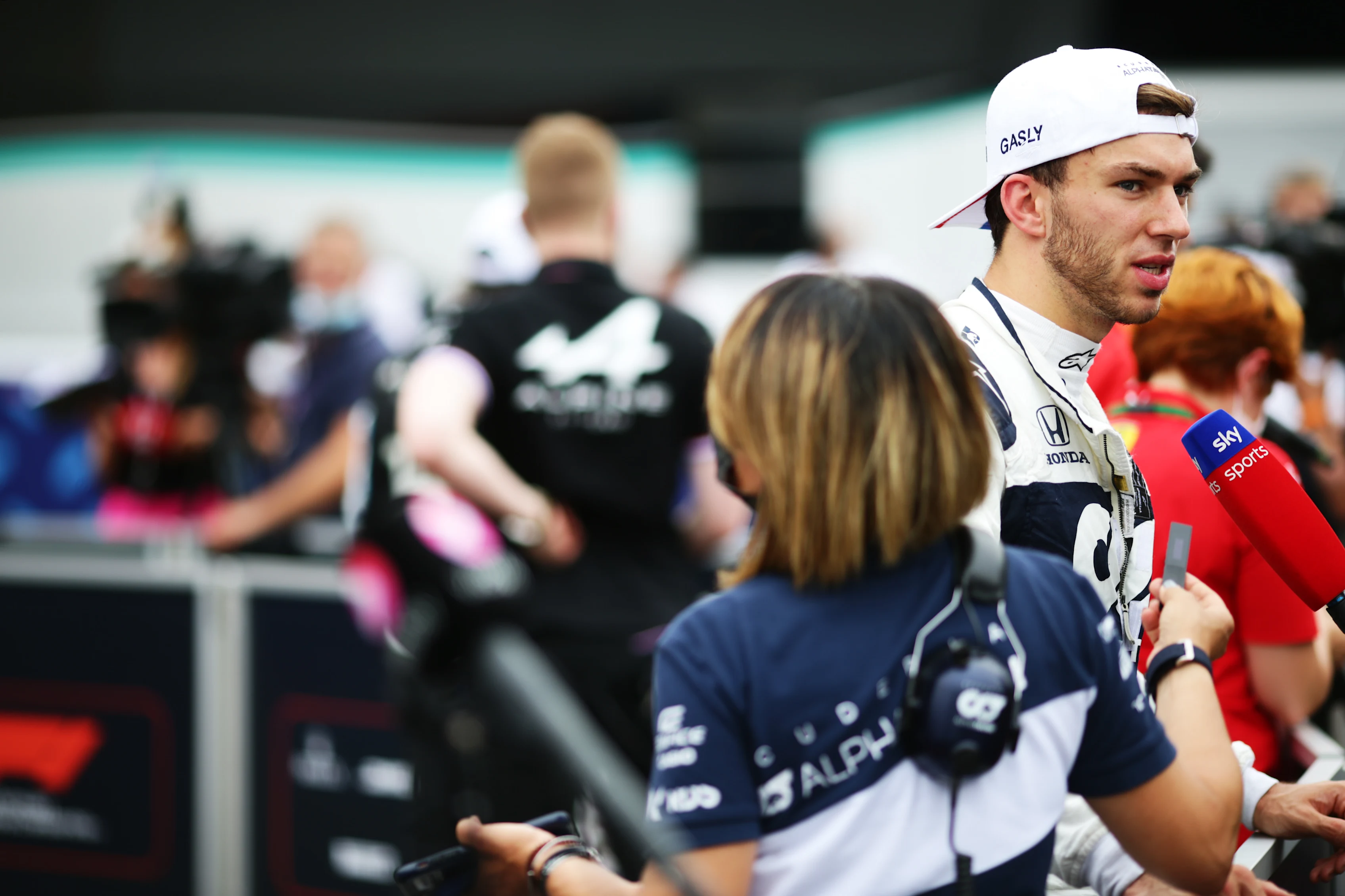 LE CASTELLET, FRANCE - JUNE 19: Pierre Gasly of France and Scuderia AlphaTauri is interviewed