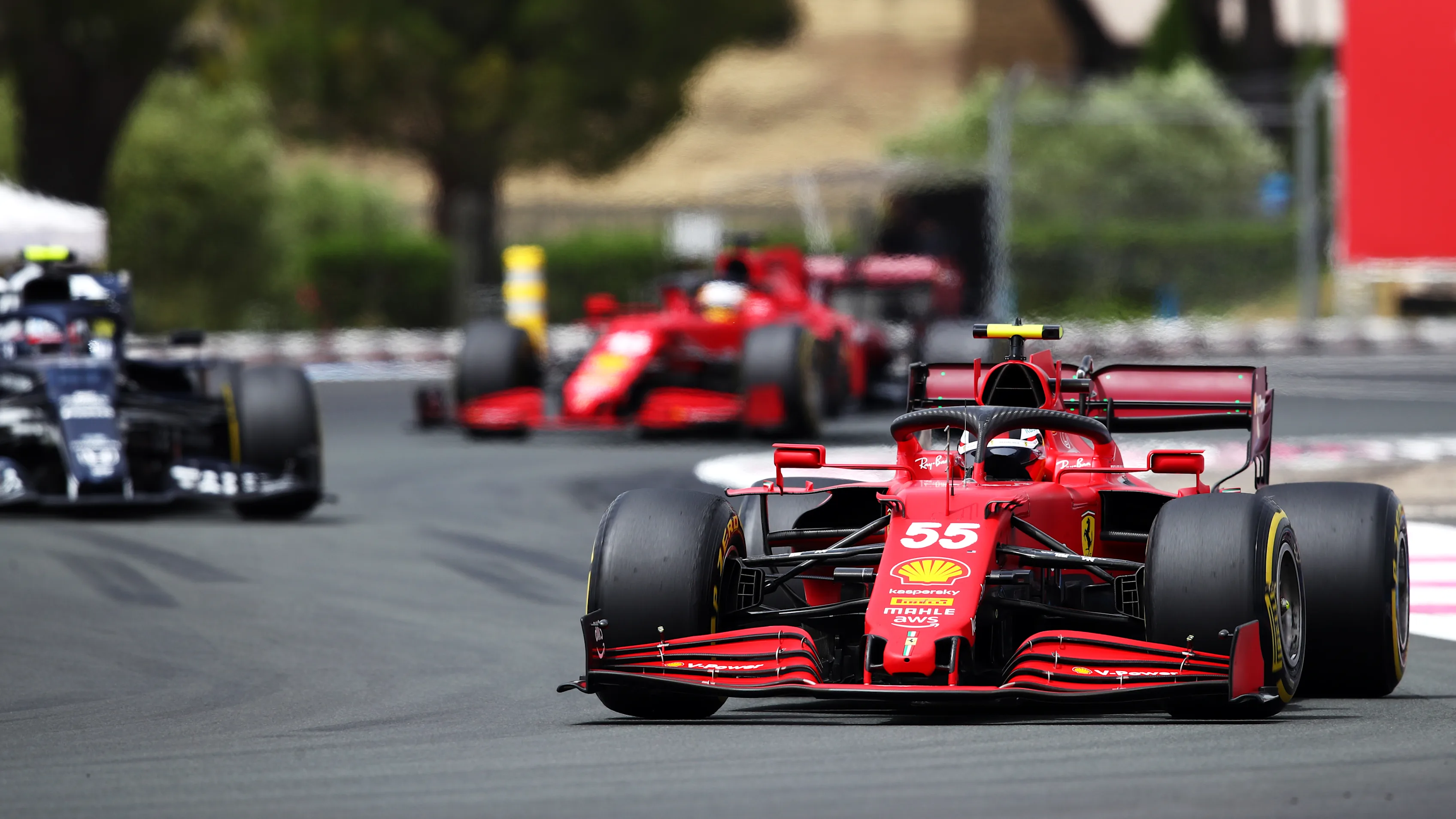 LE CASTELLET, FRANCE - JUNE 20: Carlos Sainz of Spain driving the (55) Scuderia Ferrari SF21 on