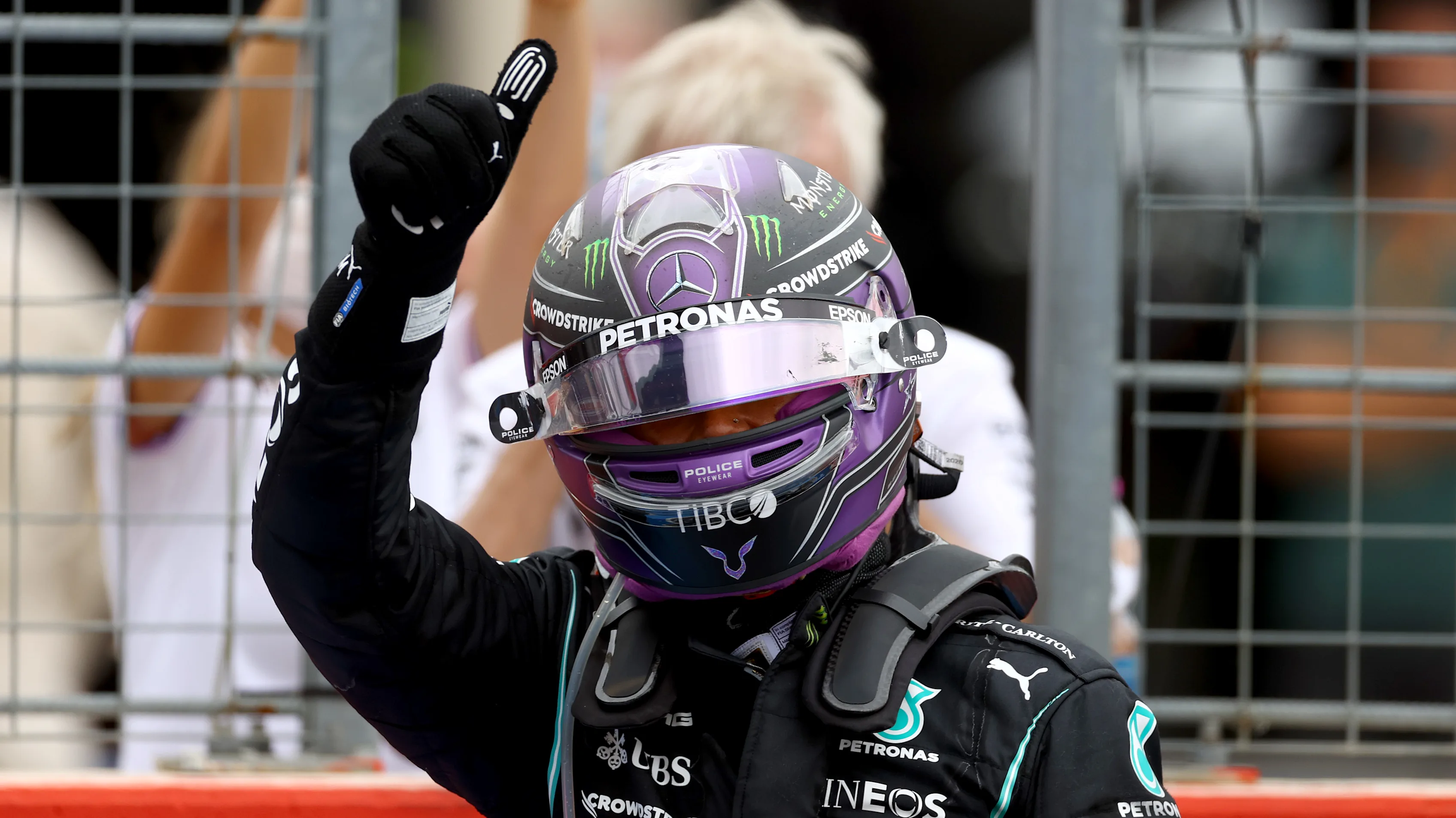 LE CASTELLET, FRANCE - JUNE 20: Second placed Lewis Hamilton of Great Britain and Mercedes GP