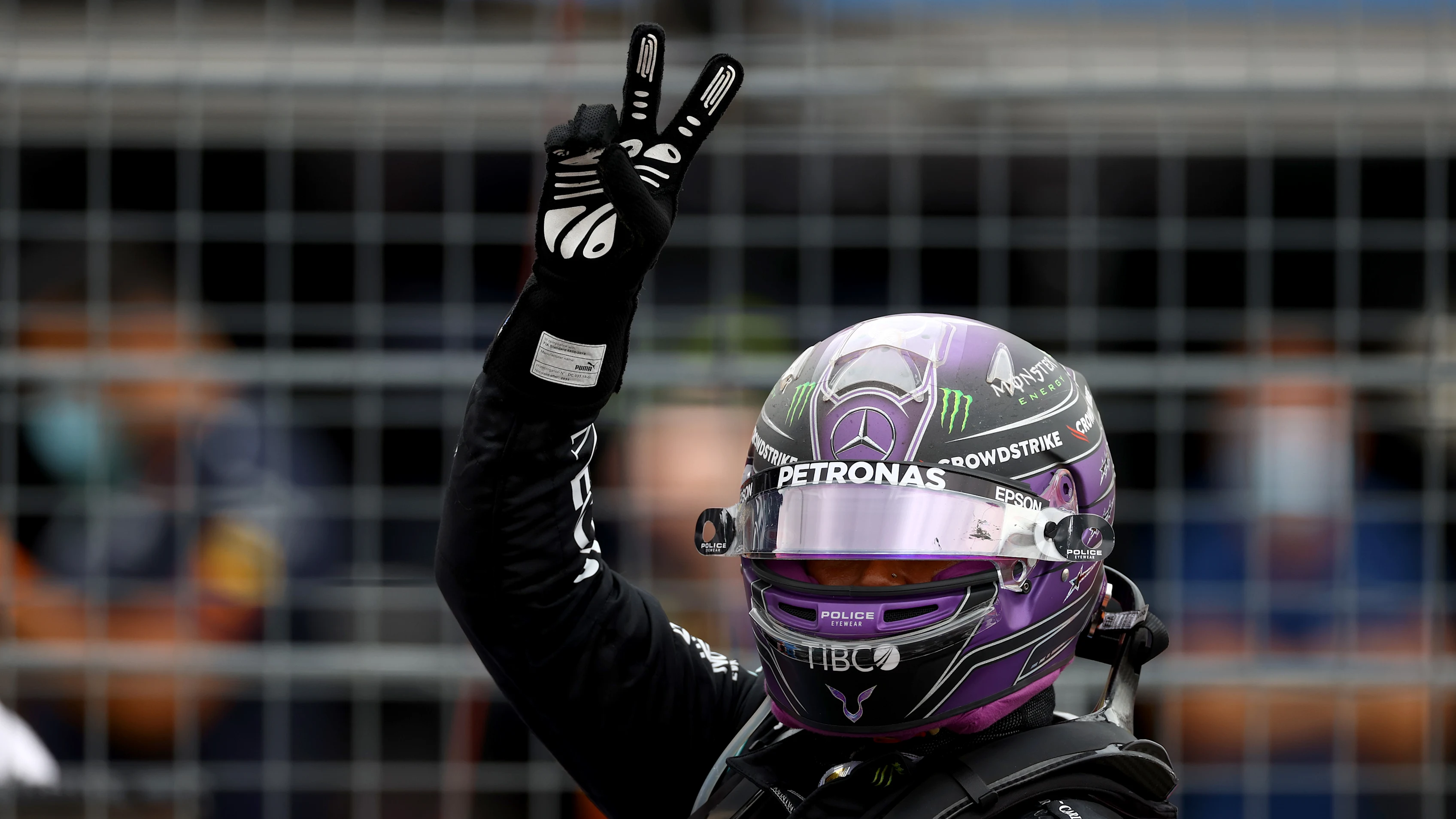 LE CASTELLET, FRANCE - JUNE 20: Second placed Lewis Hamilton of Great Britain and Mercedes GP celebrates in parc ferme during the F1 Grand Prix of France at Circuit Paul Ricard on June 20, 2021 in Le Castellet, France. (Photo by Bryn Lennon - Formula 1/Formula 1 via Getty Images)