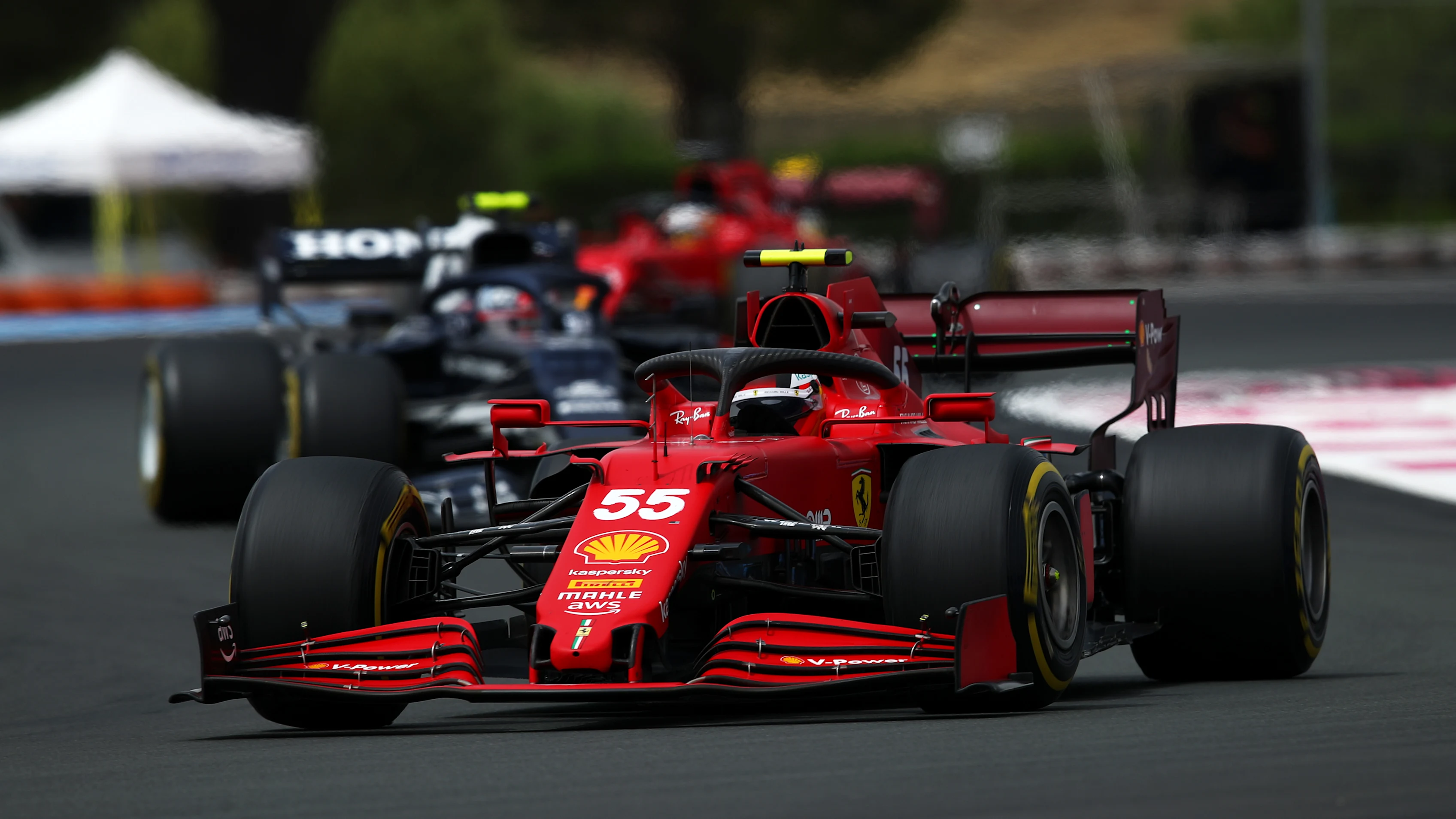 LE CASTELLET, FRANCE - JUNE 20: Carlos Sainz of Spain driving the (55) Scuderia Ferrari SF21 on