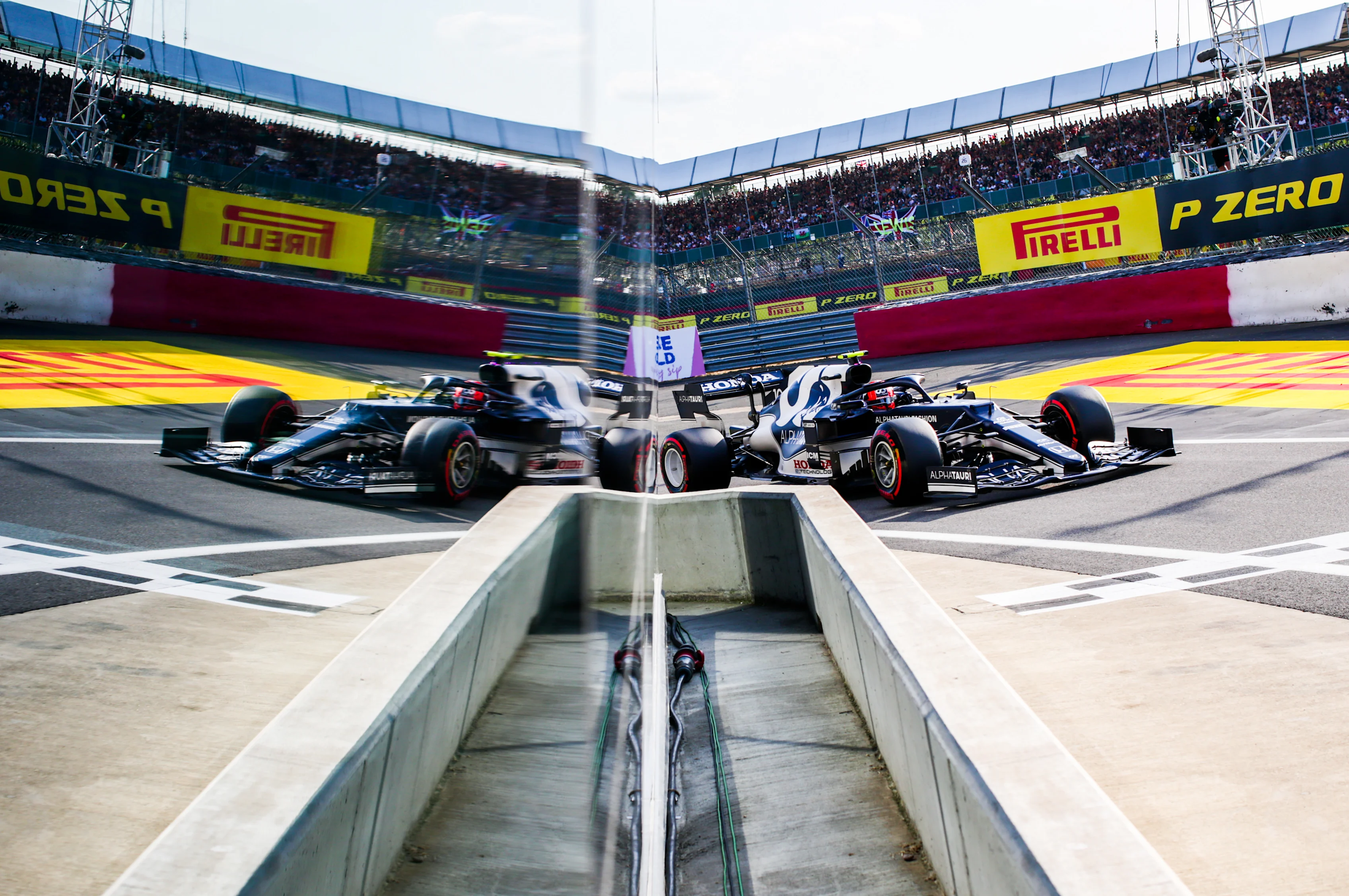 NORTHAMPTON, ENGLAND - JULY 16: Pierre Gasly of Scuderia AlphaTauri and France  during practice/qualifying ahead of the F1 Grand Prix of Great Britain at Silverstone on July 16, 2021 in Northampton, England. (Photo by Peter Fox/Getty Images)