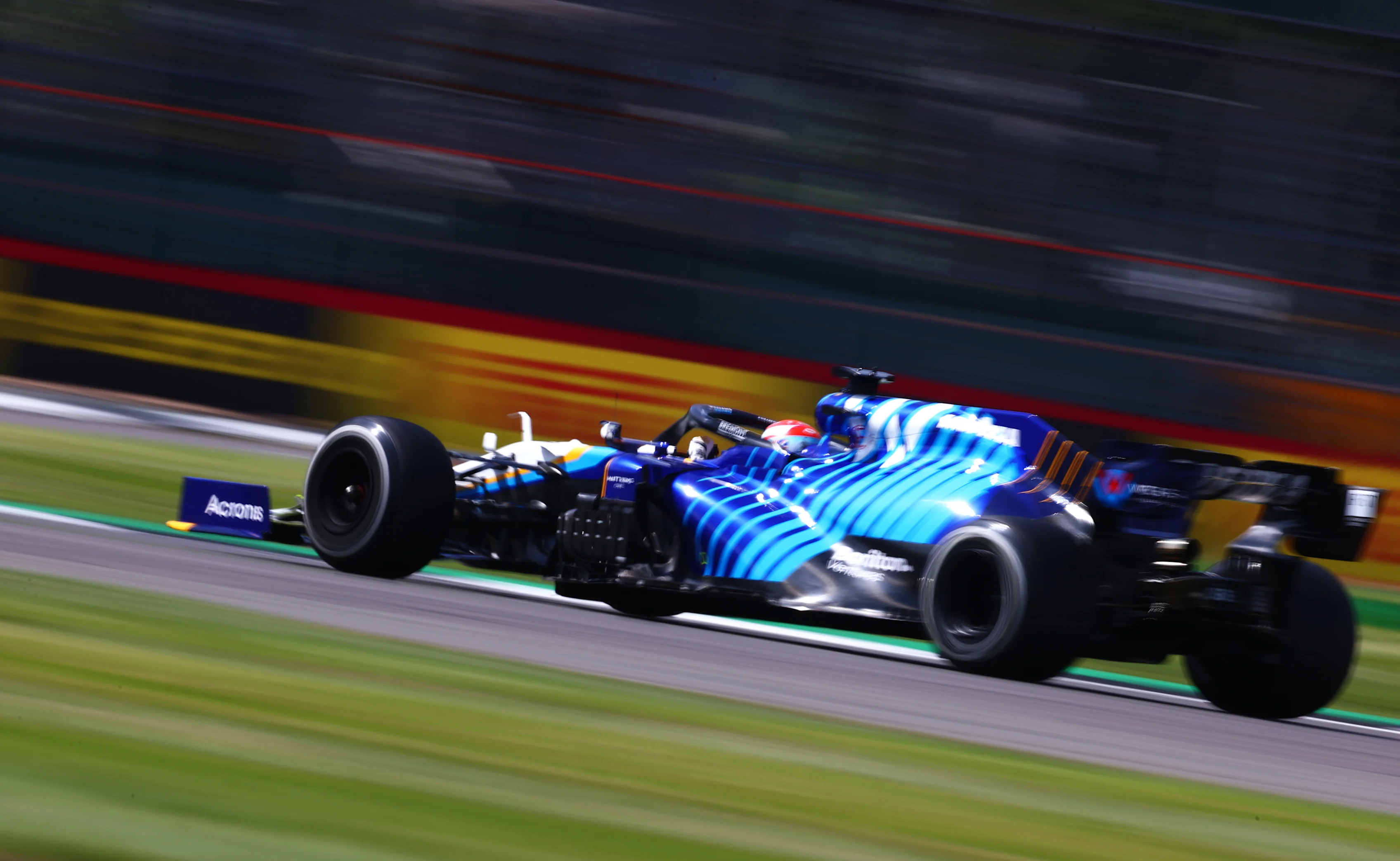 NORTHAMPTON, ENGLAND - JULY 16: George Russell of Great Britain driving the (63) Williams Racing