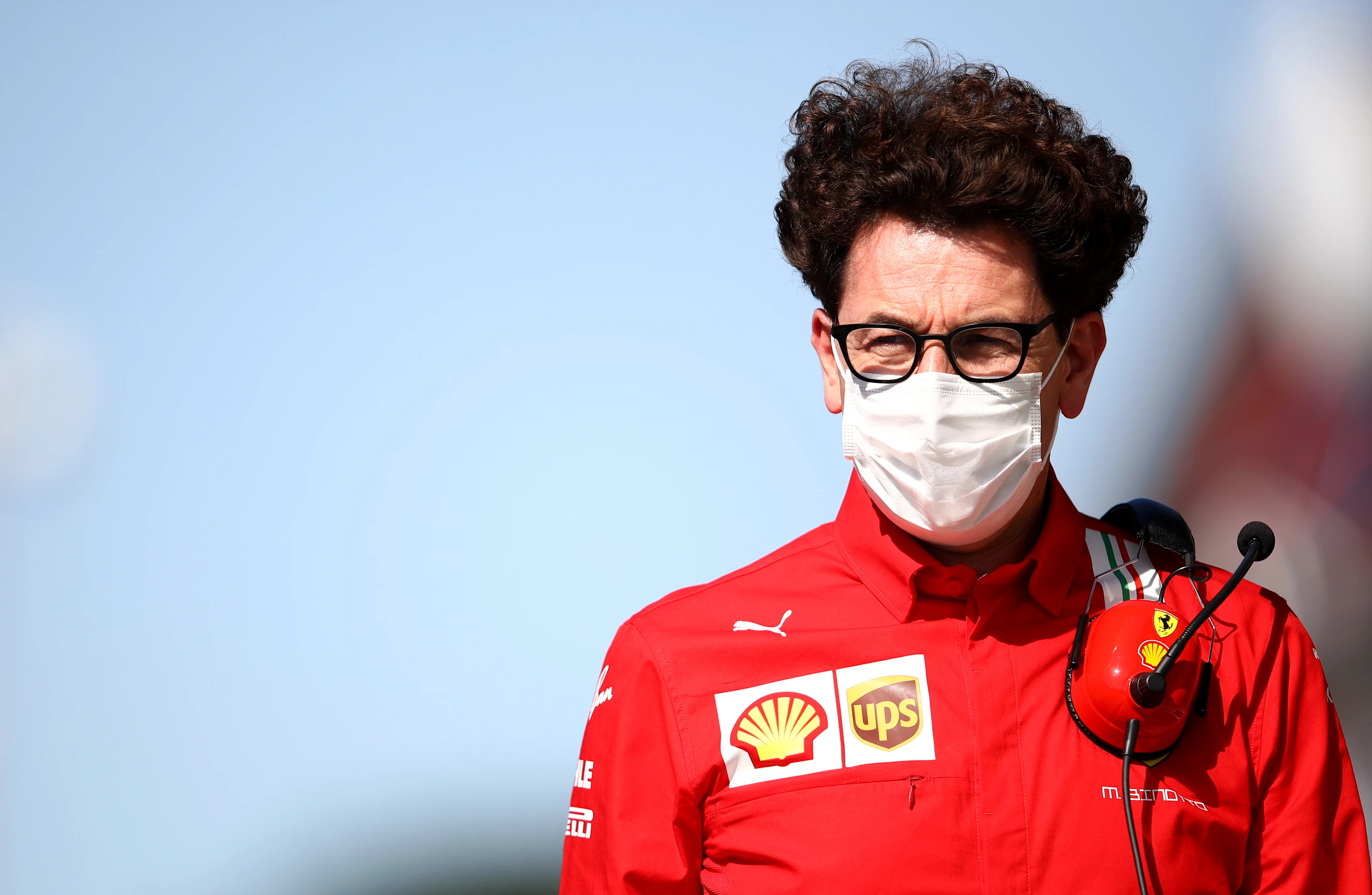 NORTHAMPTON, ENGLAND - JULY 17: Scuderia Ferrari Team Principal Mattia Binotto looks on before the