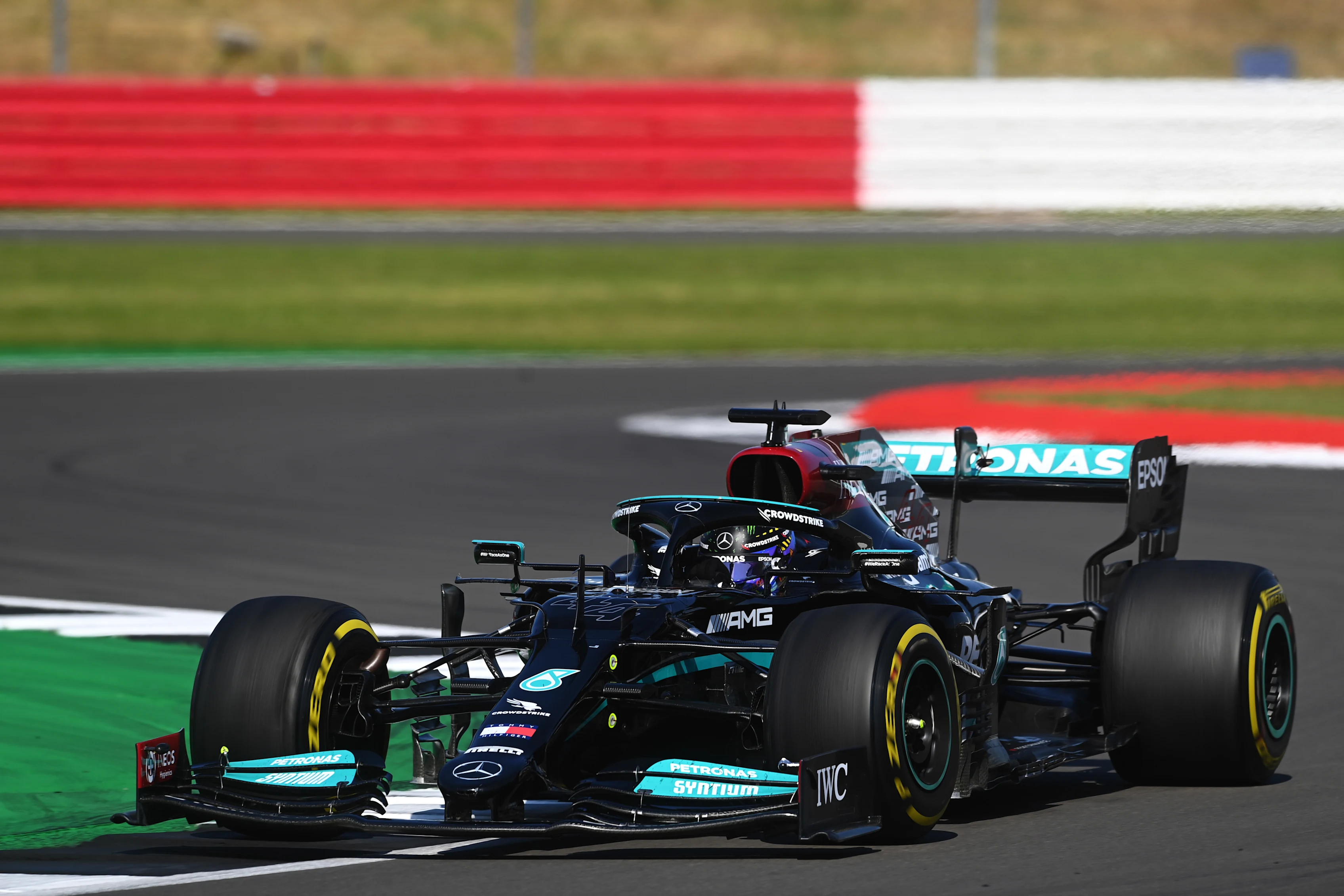 NORTHAMPTON, ENGLAND - JULY 18: Lewis Hamilton of Great Britain driving the (44) Mercedes AMG