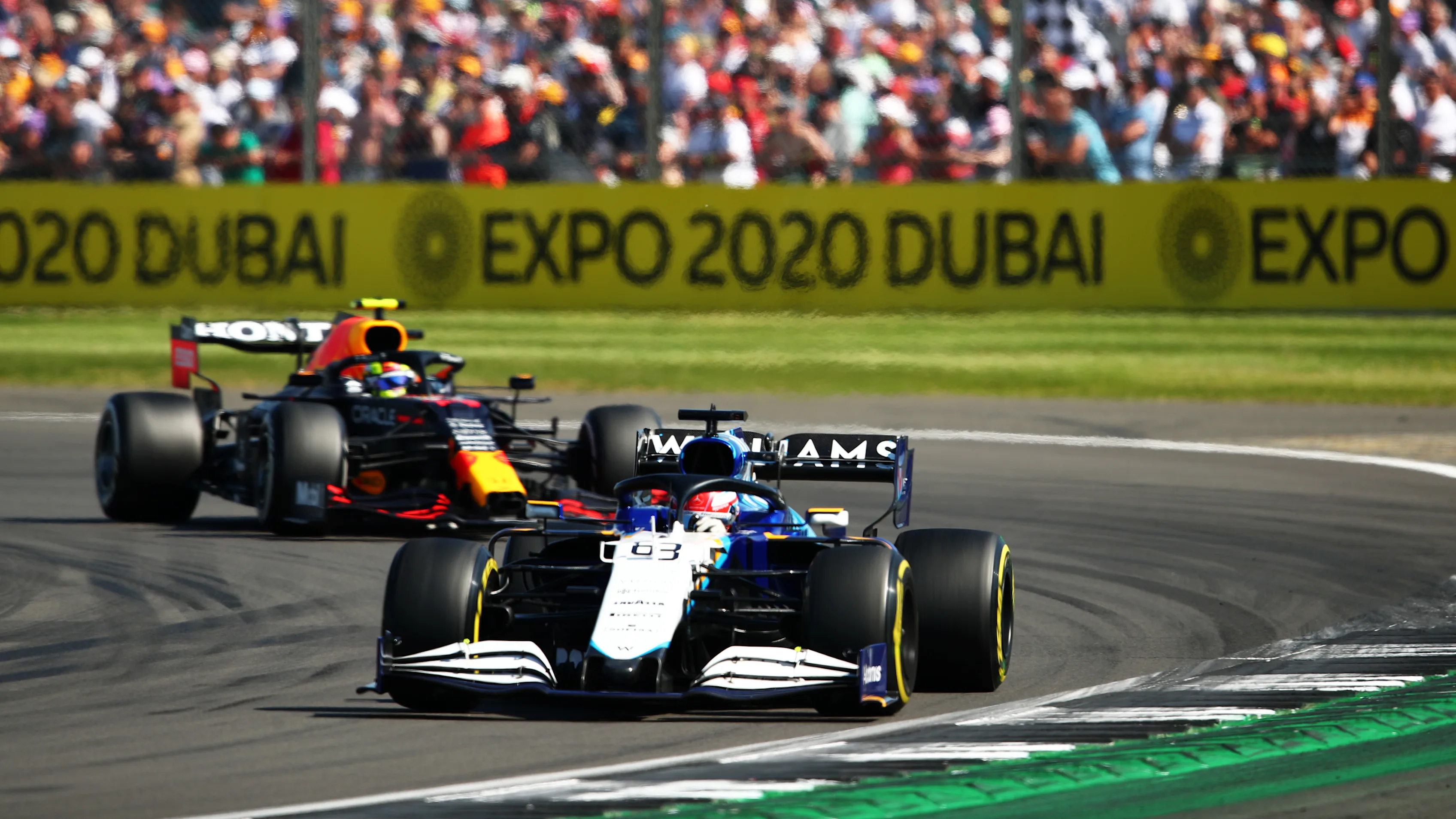 NORTHAMPTON, ENGLAND - JULY 18: George Russell of Great Britain driving the (63) Williams Racing