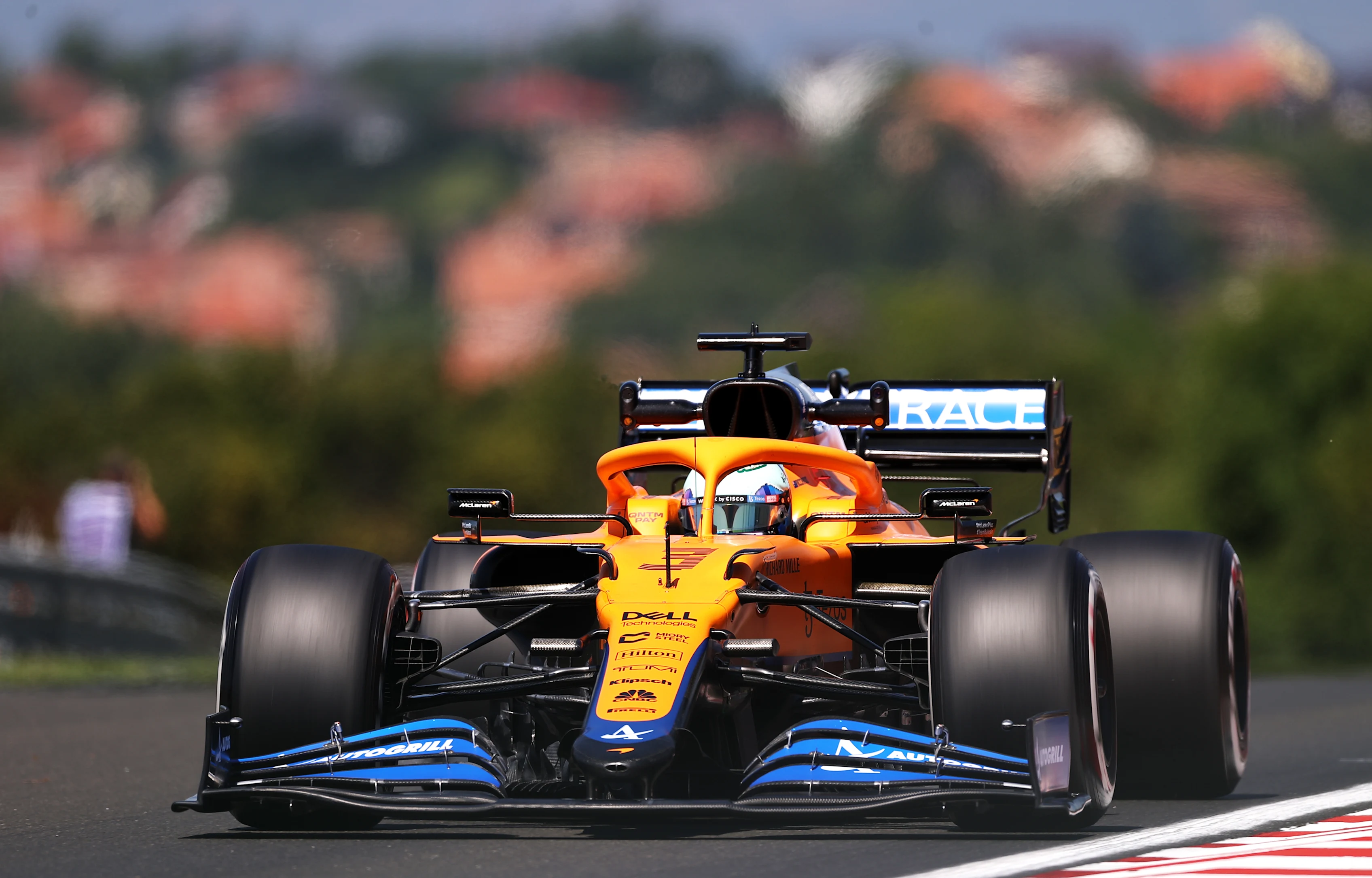 BUDAPEST, HUNGARY - JULY 30: Daniel Ricciardo of Australia driving the (3) McLaren F1 Team MCL35M
