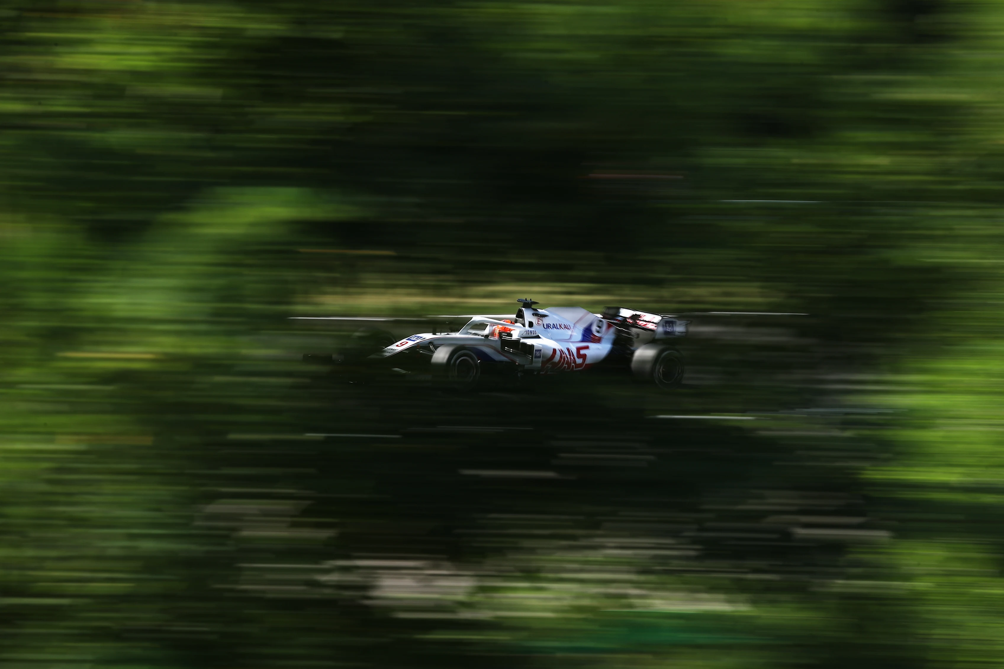 BUDAPEST, HUNGARY - JULY 30: Nikita Mazepin of Russia driving the (9) Haas F1 Team VF-21 Ferraricaption here>> during practice ahead of the F1 Grand Prix of Hungary at Hungaroring on July 30, 2021 in Budapest, Hungary. (Photo by Lars Baron/Getty Images)