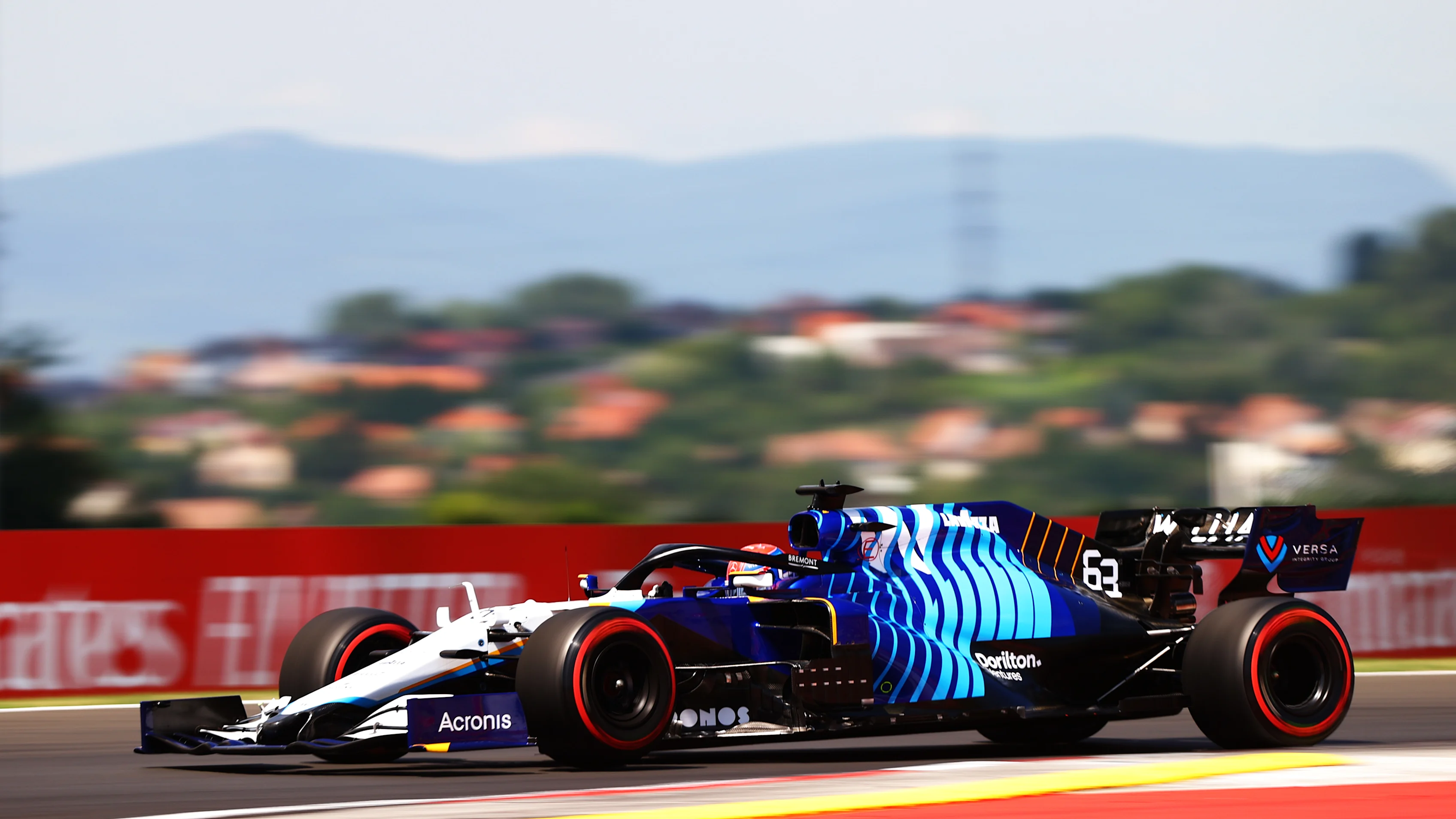 BUDAPEST, HUNGARY - JULY 31: George Russell of Great Britain driving the (63) Williams Racing FW43B