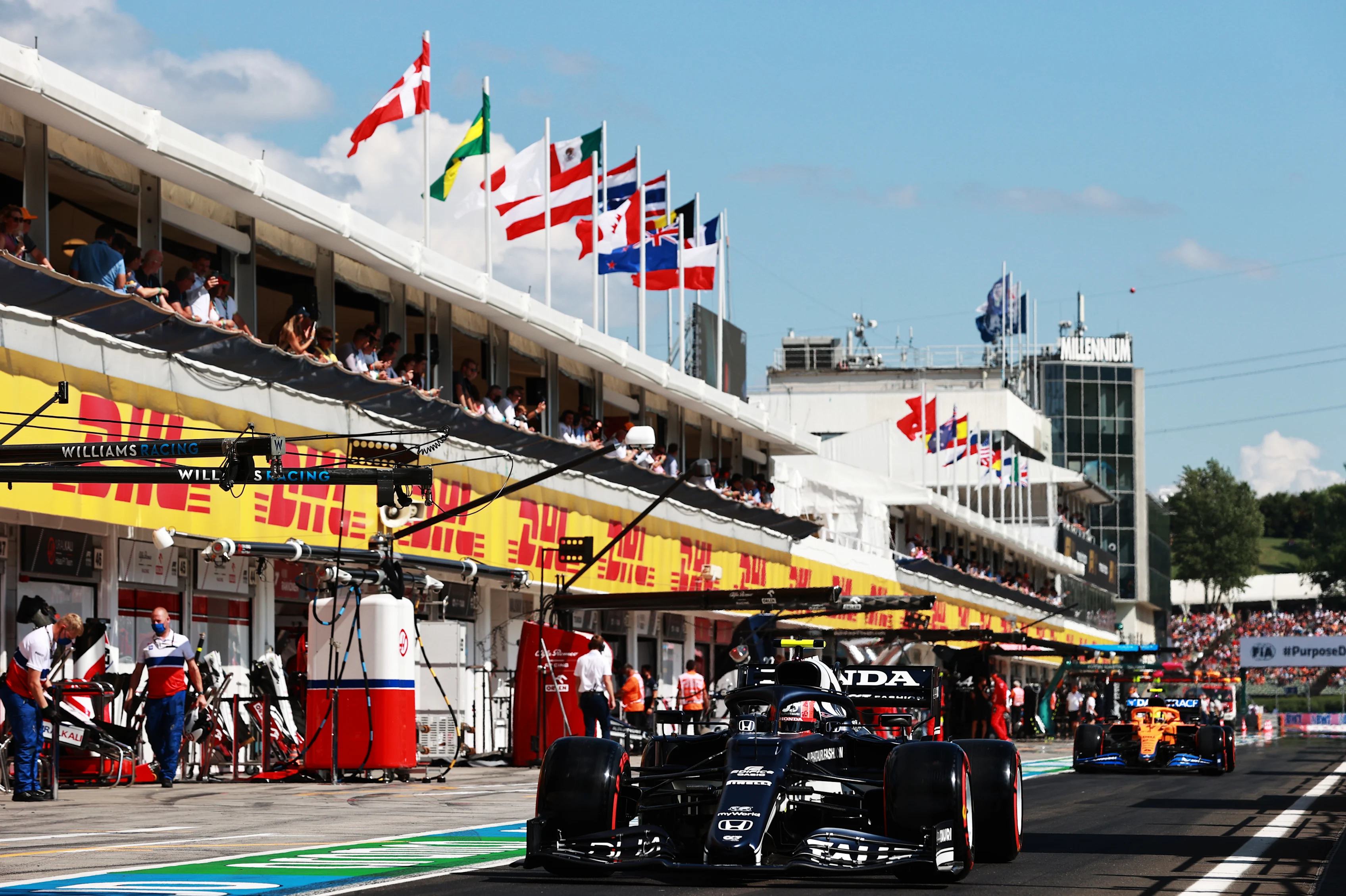 BUDAPEST, HUNGARY - JULY 31: Pierre Gasly of France driving the (10) Scuderia AlphaTauri AT02 Honda