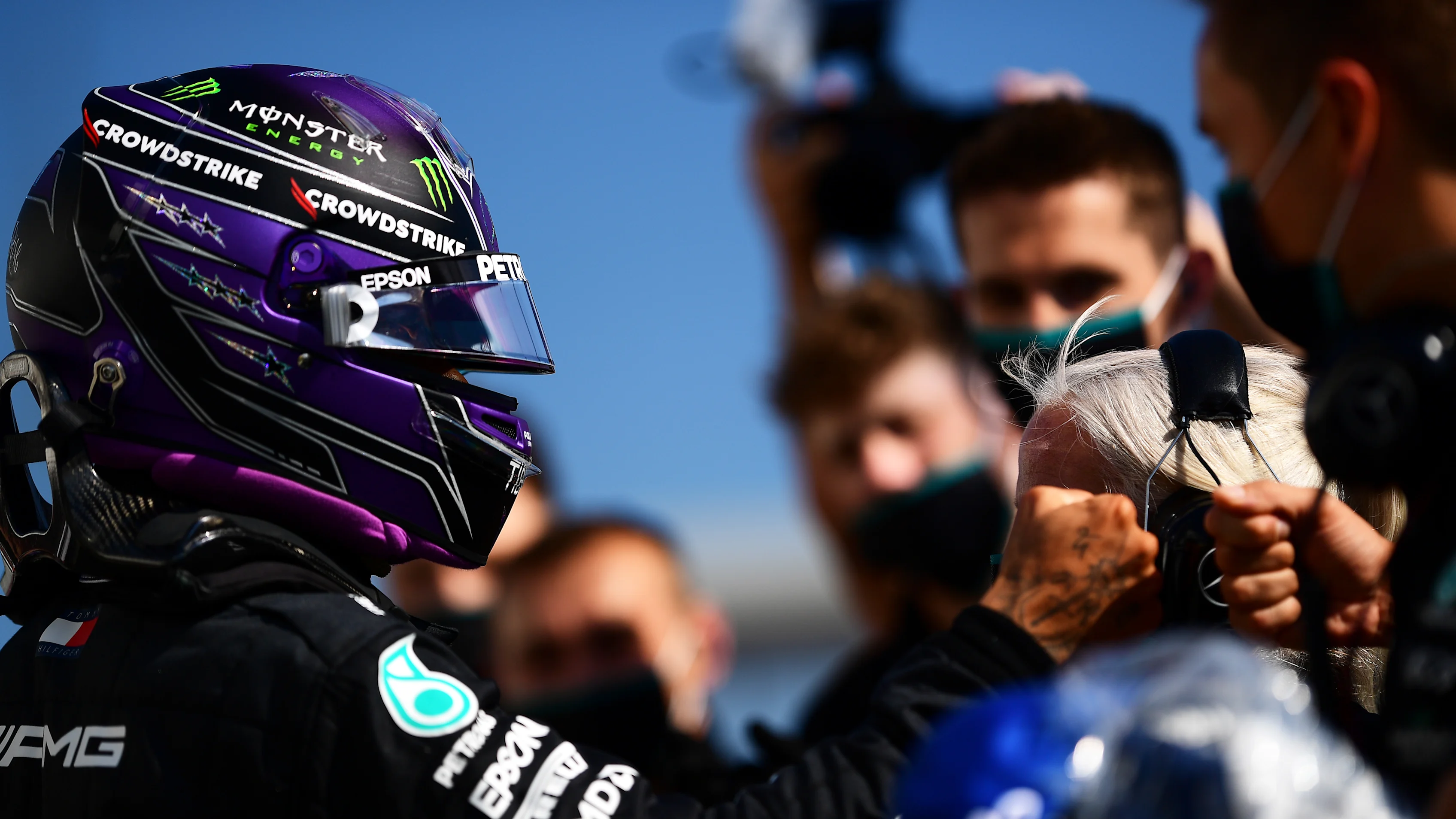 BUDAPEST, HUNGARY - JULY 31: Pole position qualifier Lewis Hamilton of Great Britain and Mercedes