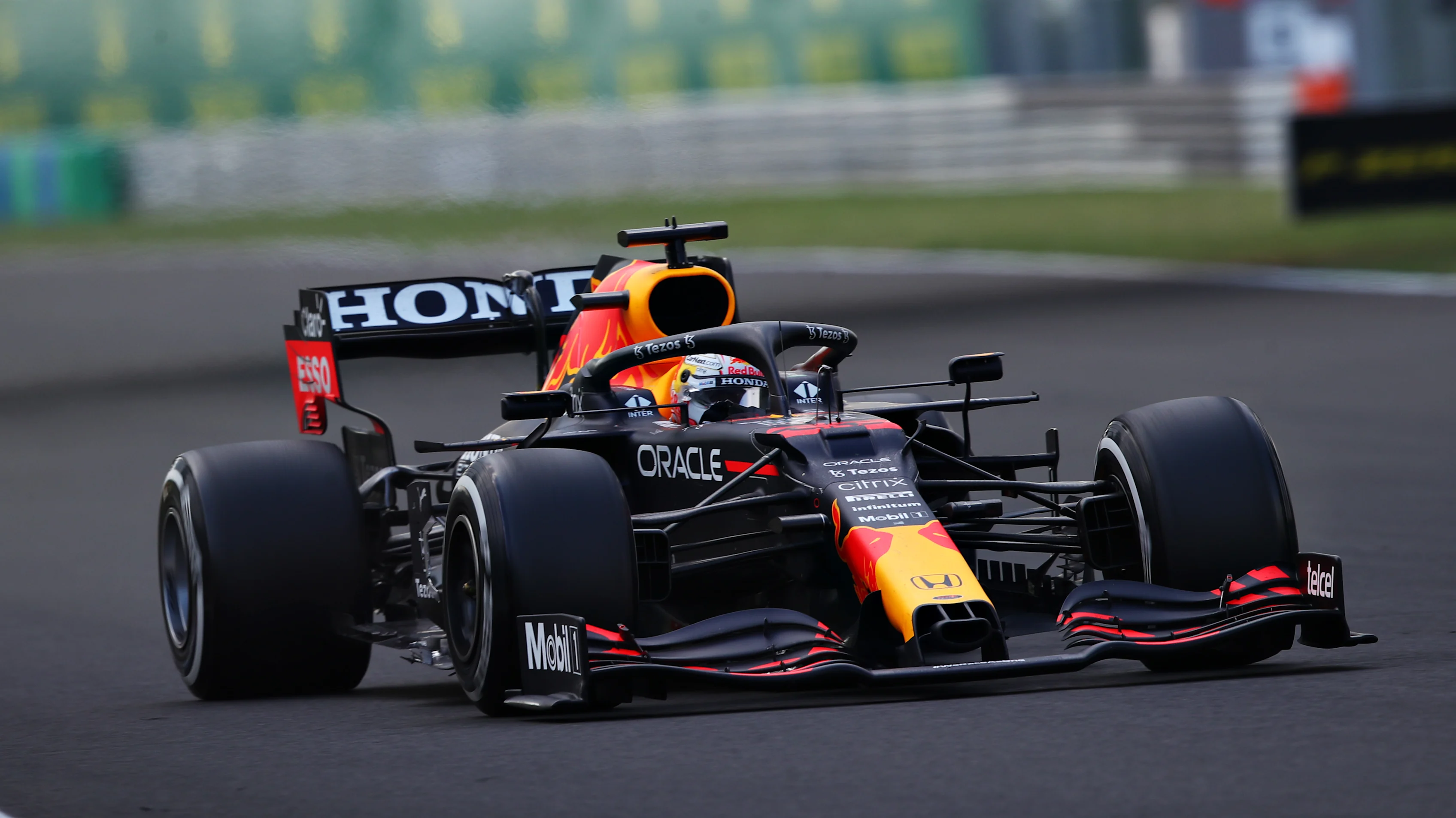 BUDAPEST, HUNGARY - AUGUST 01: Max Verstappen of the Netherlands driving the (33) Red Bull Racing