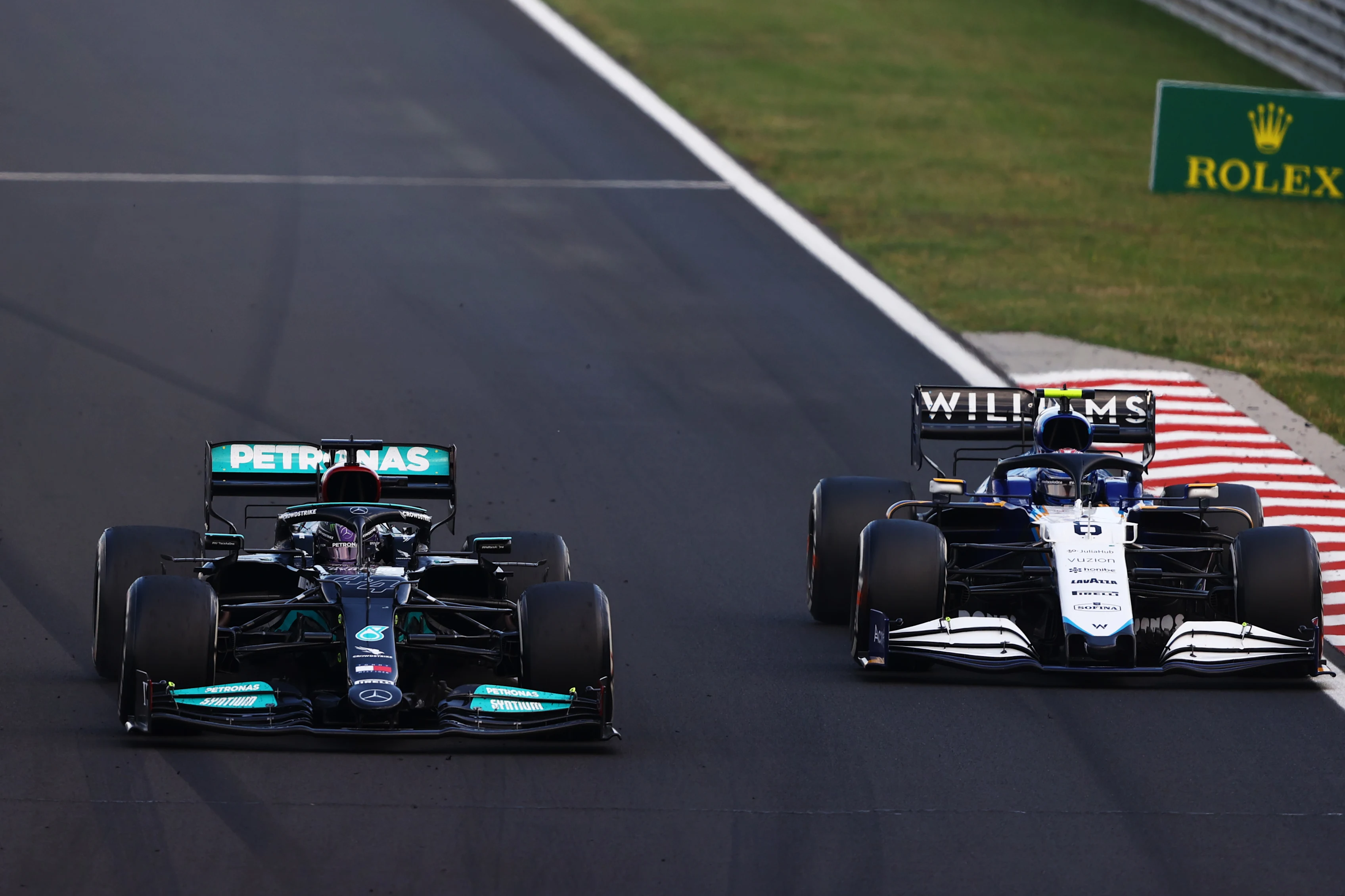 BUDAPEST, HUNGARY - AUGUST 01: Lewis Hamilton of Great Britain driving the (44) Mercedes AMG