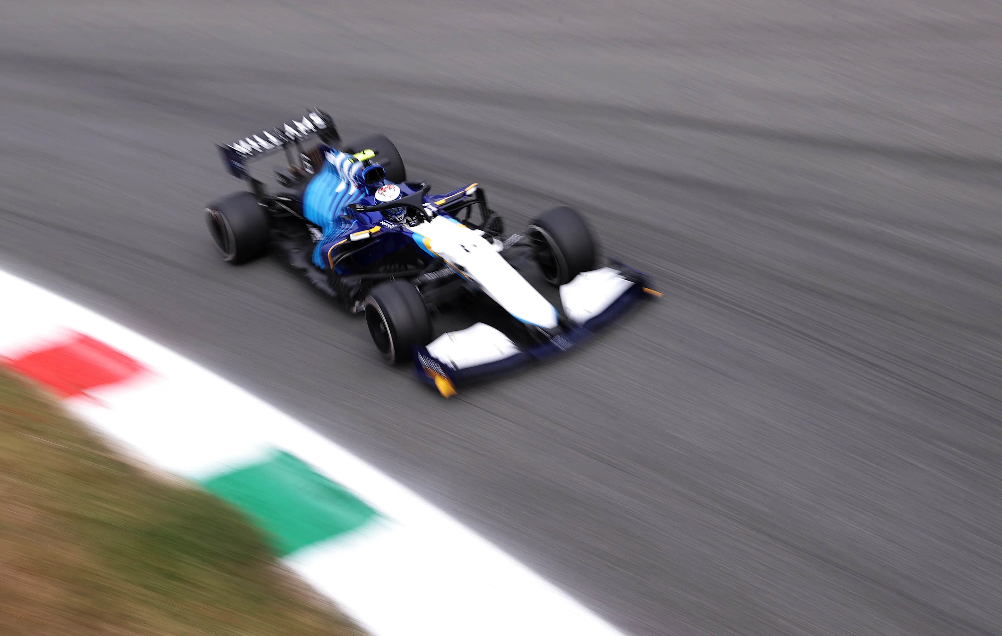 MONZA, ITALY - SEPTEMBER 10: Nicholas Latifi of Canada driving the (6) Williams Racing FW43B Mercedes during practice ahead of the F1 Grand Prix of Italy at Autodromo di Monza on September 10, 2021 in Monza, Italy. (Photo by Lars Baron/Getty Images)