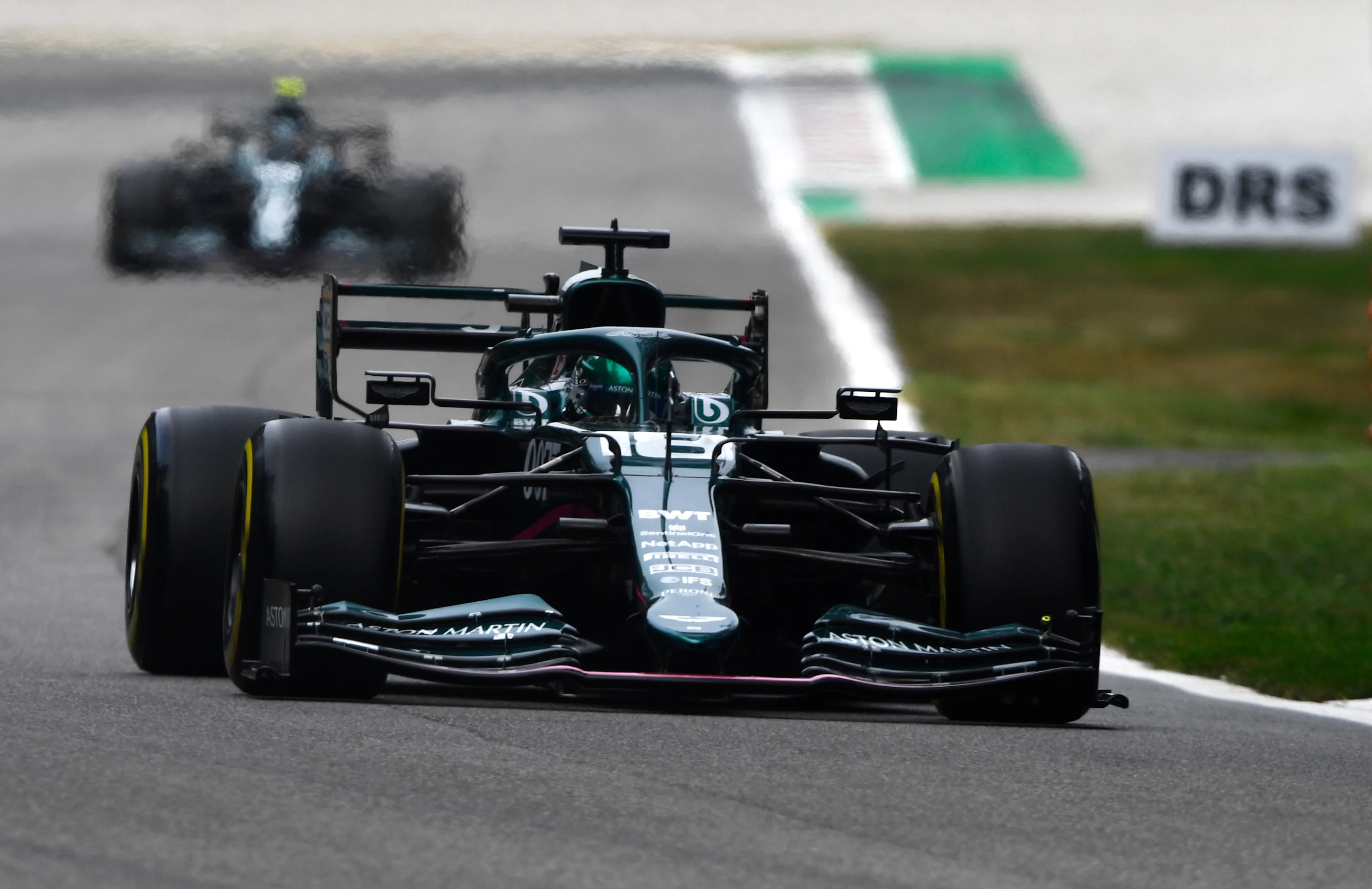 MONZA, ITALY - SEPTEMBER 10: Lance Stroll of Canada driving the (18) Aston Martin AMR21 Mercedes during practice ahead of the F1 Grand Prix of Italy at Autodromo di Monza on September 10, 2021 in Monza, Italy. (Photo by Rudy Carezzevoli/Getty Images)