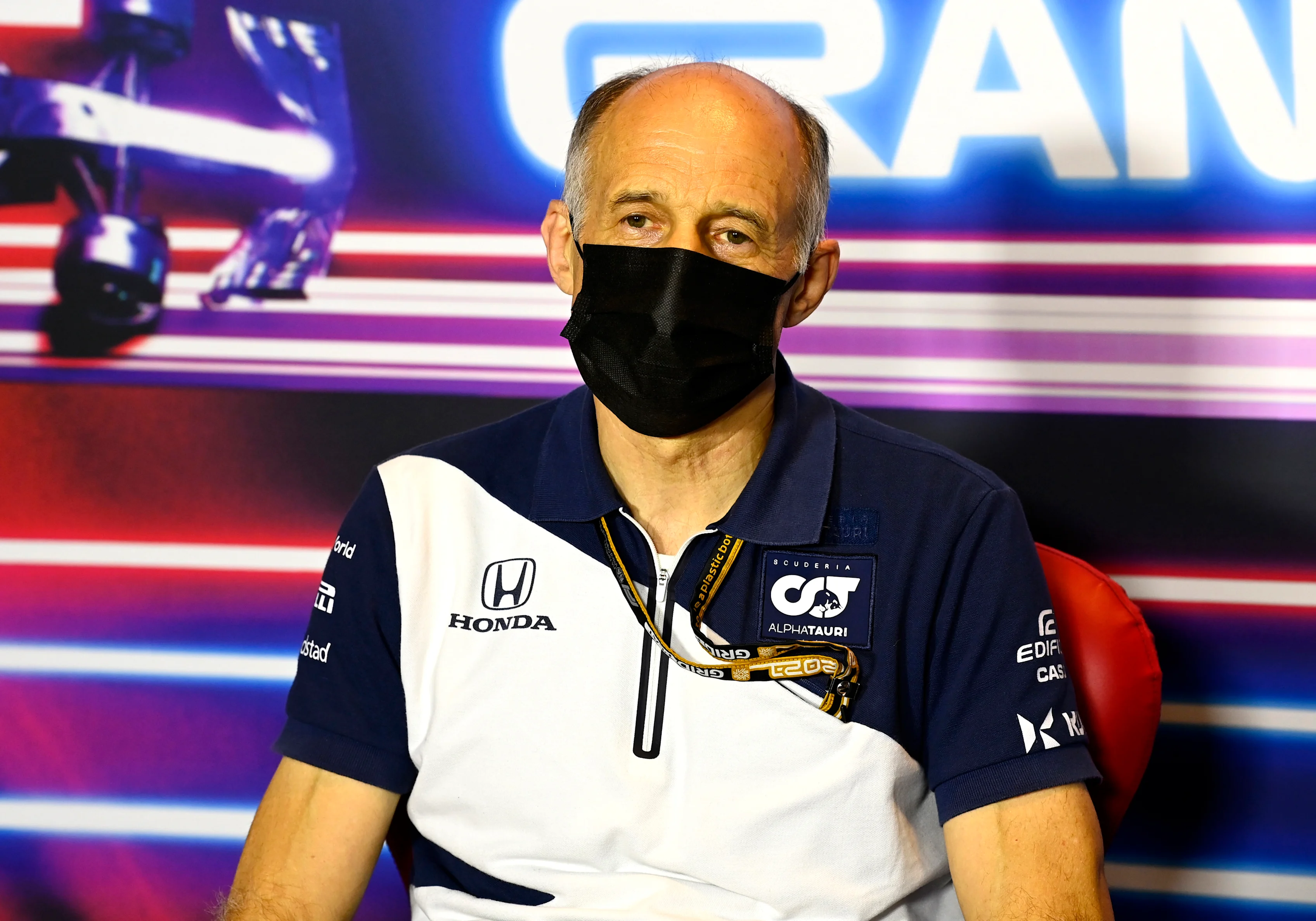 MONZA, ITALY - SEPTEMBER 10: Scuderia AlphaTauri Team Principal Franz Tost talks in the Team Principals Press Conference during practice ahead of the F1 Grand Prix of Italy at Autodromo di Monza on September 10, 2021 in Monza, Italy. (Photo by Mark Sutton - Pool/Getty Images)