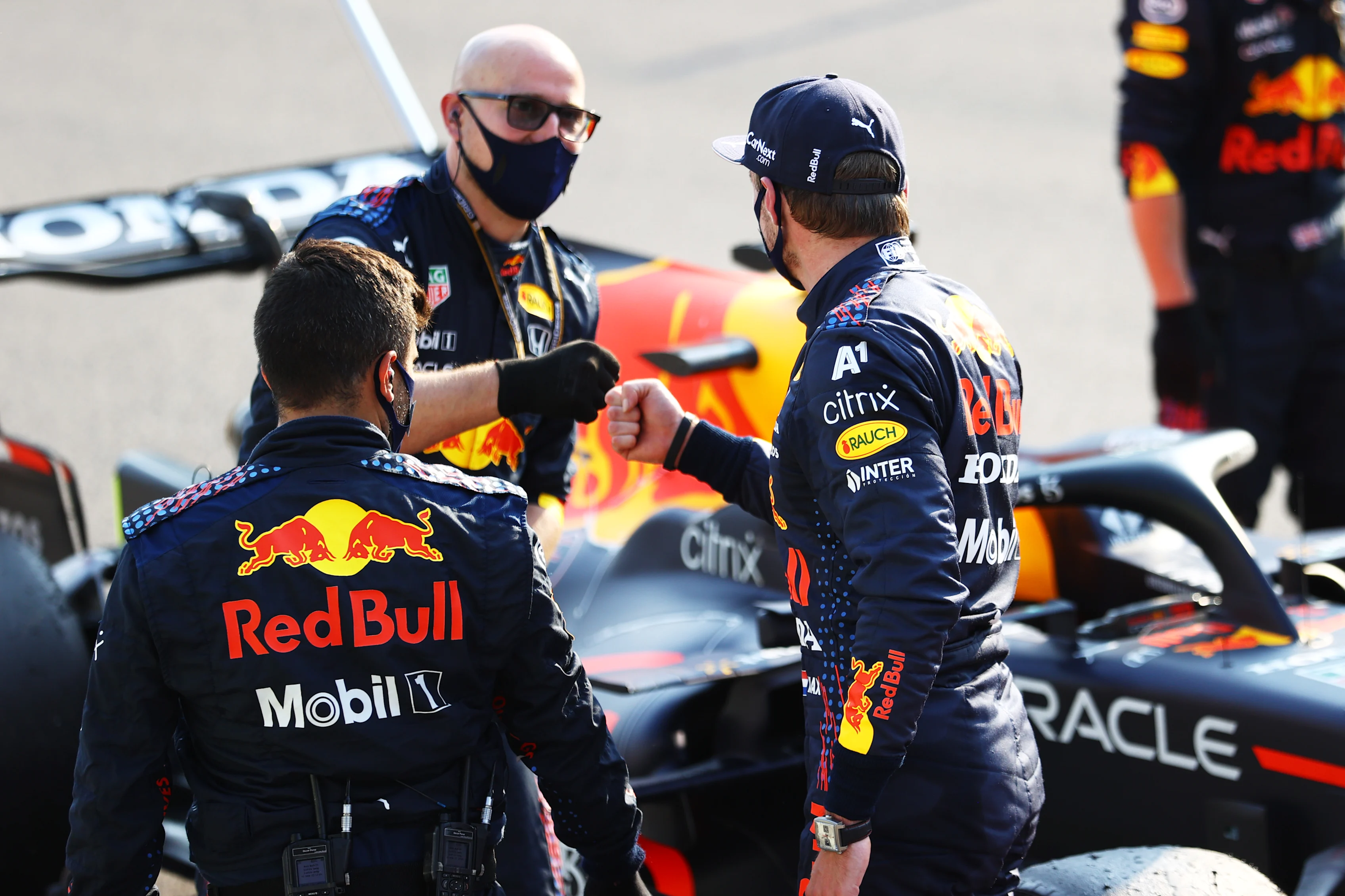 MONZA, ITALY - SEPTEMBER 11: Second place finisher Max Verstappen of Netherlands and Red Bull