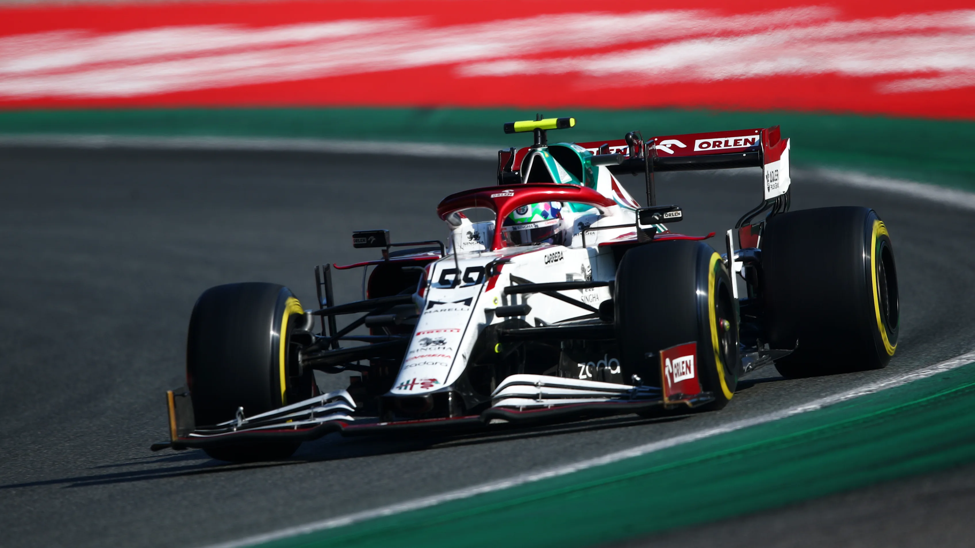 MONZA, ITALY - SEPTEMBER 12: Antonio Giovinazzi of Italy driving the (99) Alfa Romeo Racing C41 Ferrari during the F1 Grand Prix of Italy at Autodromo di Monza on September 12, 2021 in Monza, Italy. (Photo by Joe Portlock - Formula 1/Formula 1 via Getty Images)