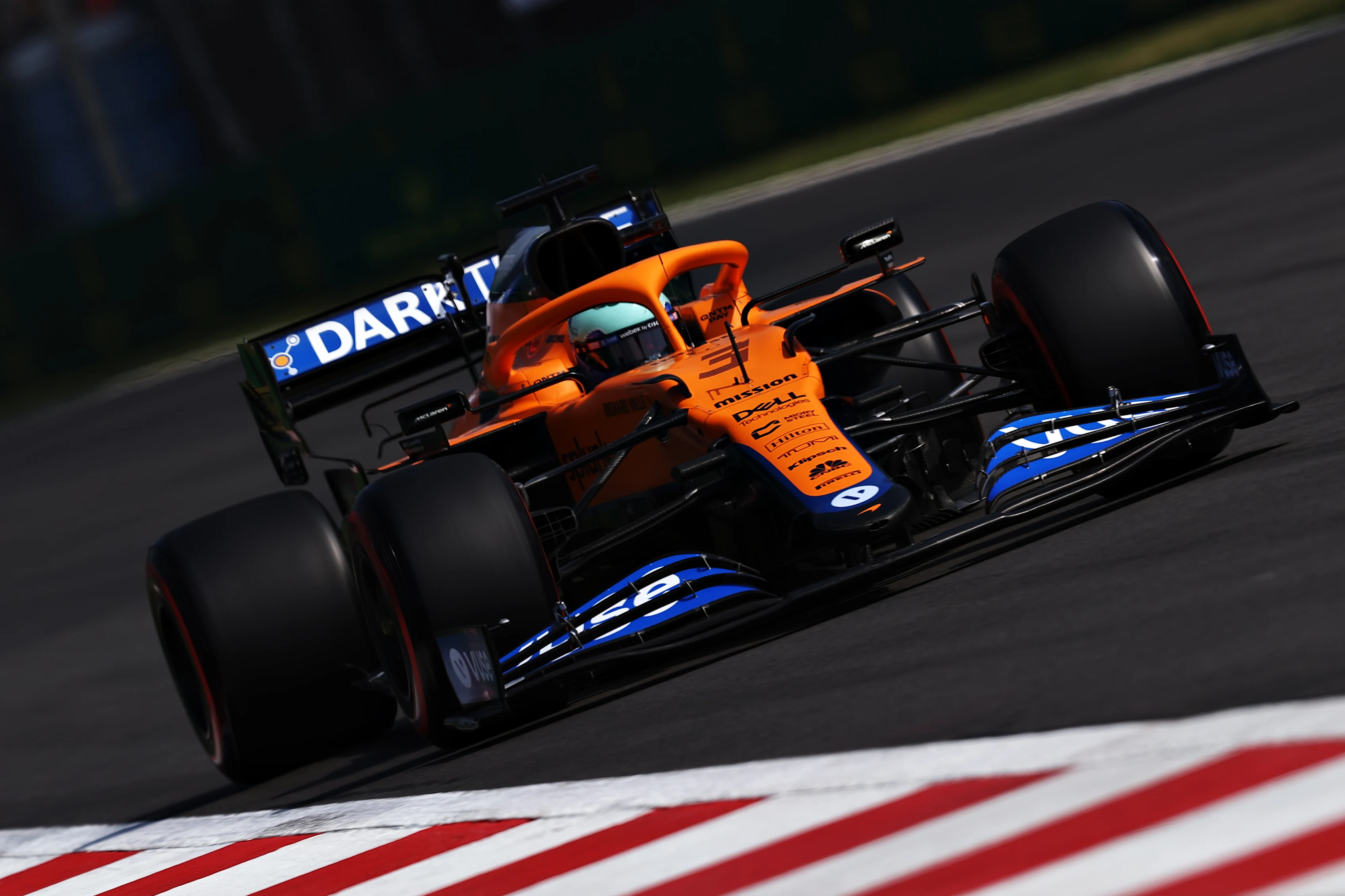 MEXICO CITY, MEXICO - NOVEMBER 06: Daniel Ricciardo of Australia driving the (3) McLaren F1 Team MCL35M Mercedes during final practice ahead of the F1 Grand Prix of Mexico at Autodromo Hermanos Rodriguez on November 06, 2021 in Mexico City, Mexico. (Photo by Lars Baron/Getty Images)