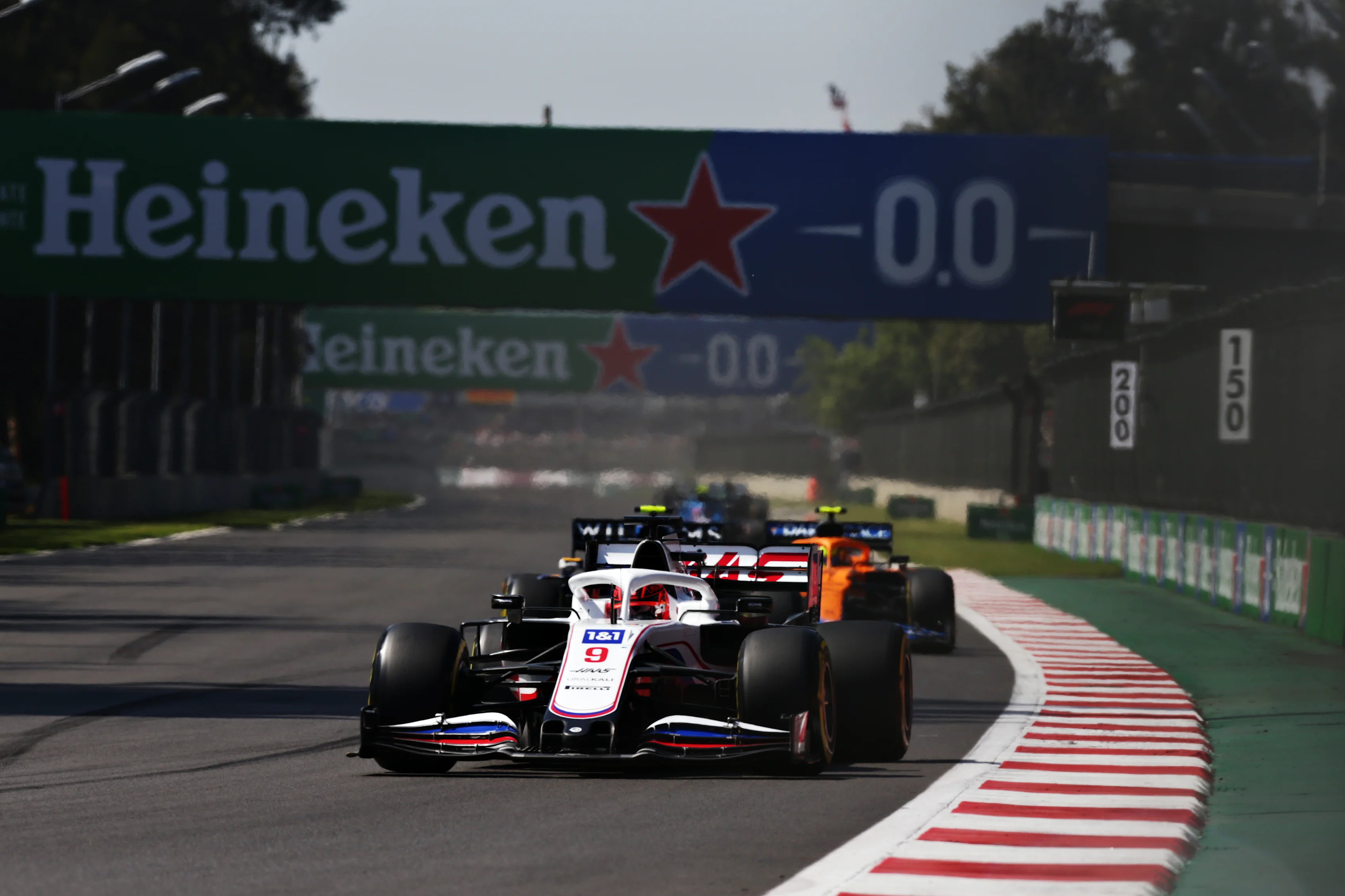 MEXICO CITY, MEXICO - NOVEMBER 07: Nikita Mazepin of Russia driving the (9) Haas F1 Team VF-21