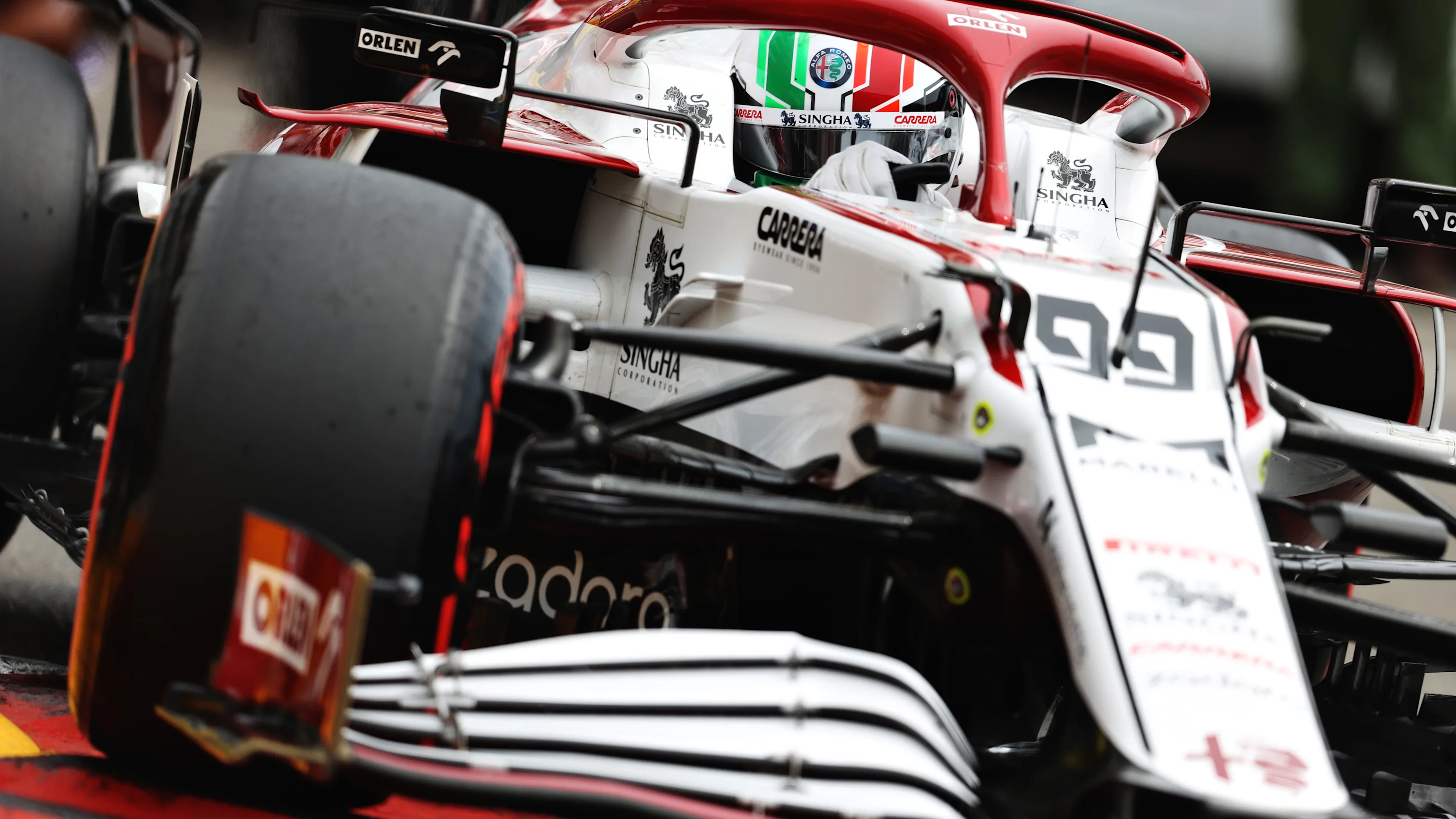 MONTE-CARLO, MONACO - MAY 22: Antonio Giovinazzi of Italy driving the (99) Alfa Romeo Racing C41 Ferrari during final practice prior to the F1 Grand Prix of Monaco at Circuit de Monaco on May 22, 2021 in Monte-Carlo, Monaco. (Photo by Clive Rose - Formula 1/Formula 1 via Getty Images)