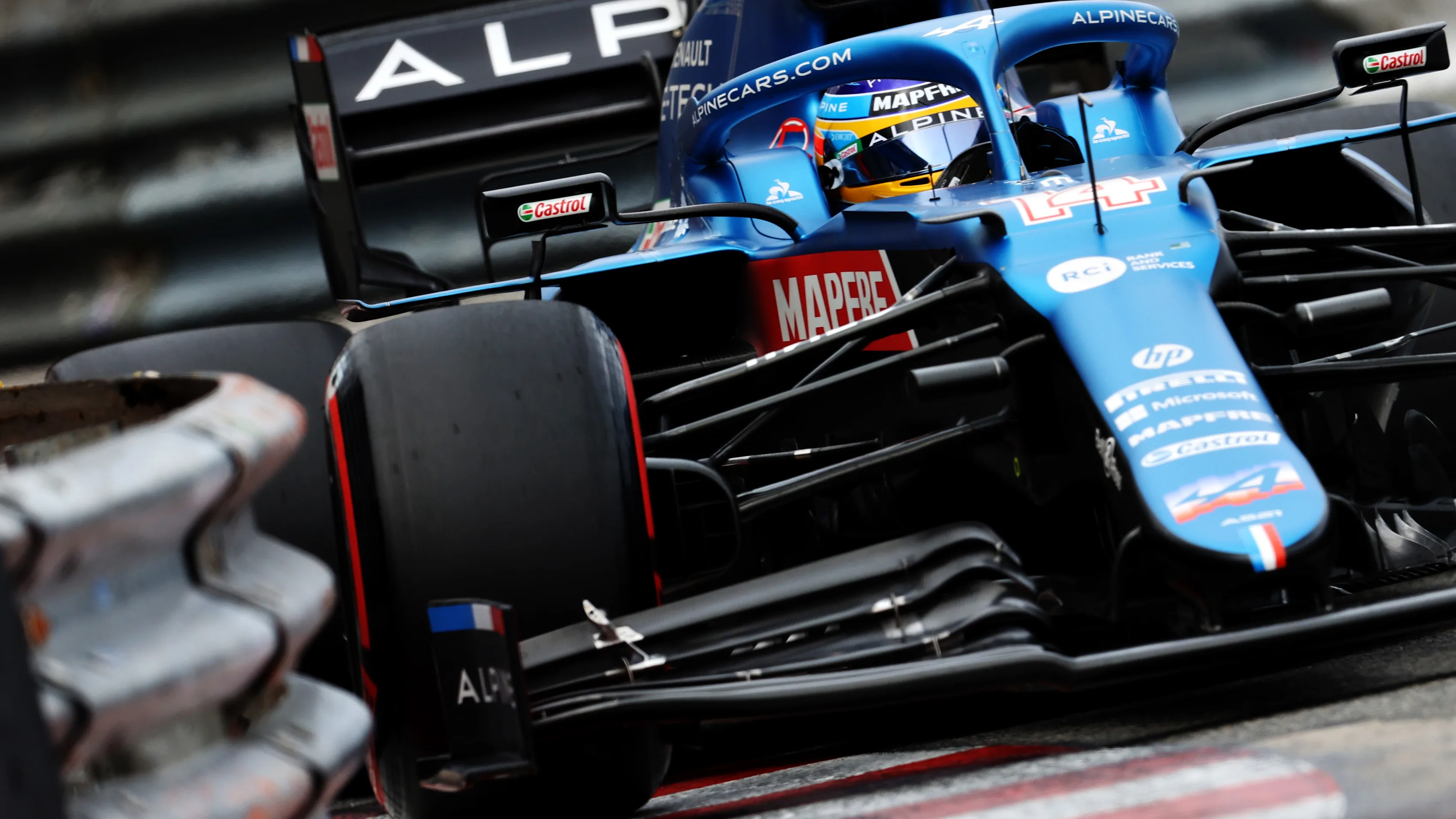 MONTE-CARLO, MONACO - MAY 22: Fernando Alonso of Spain driving the (14) Alpine A521 Renault during