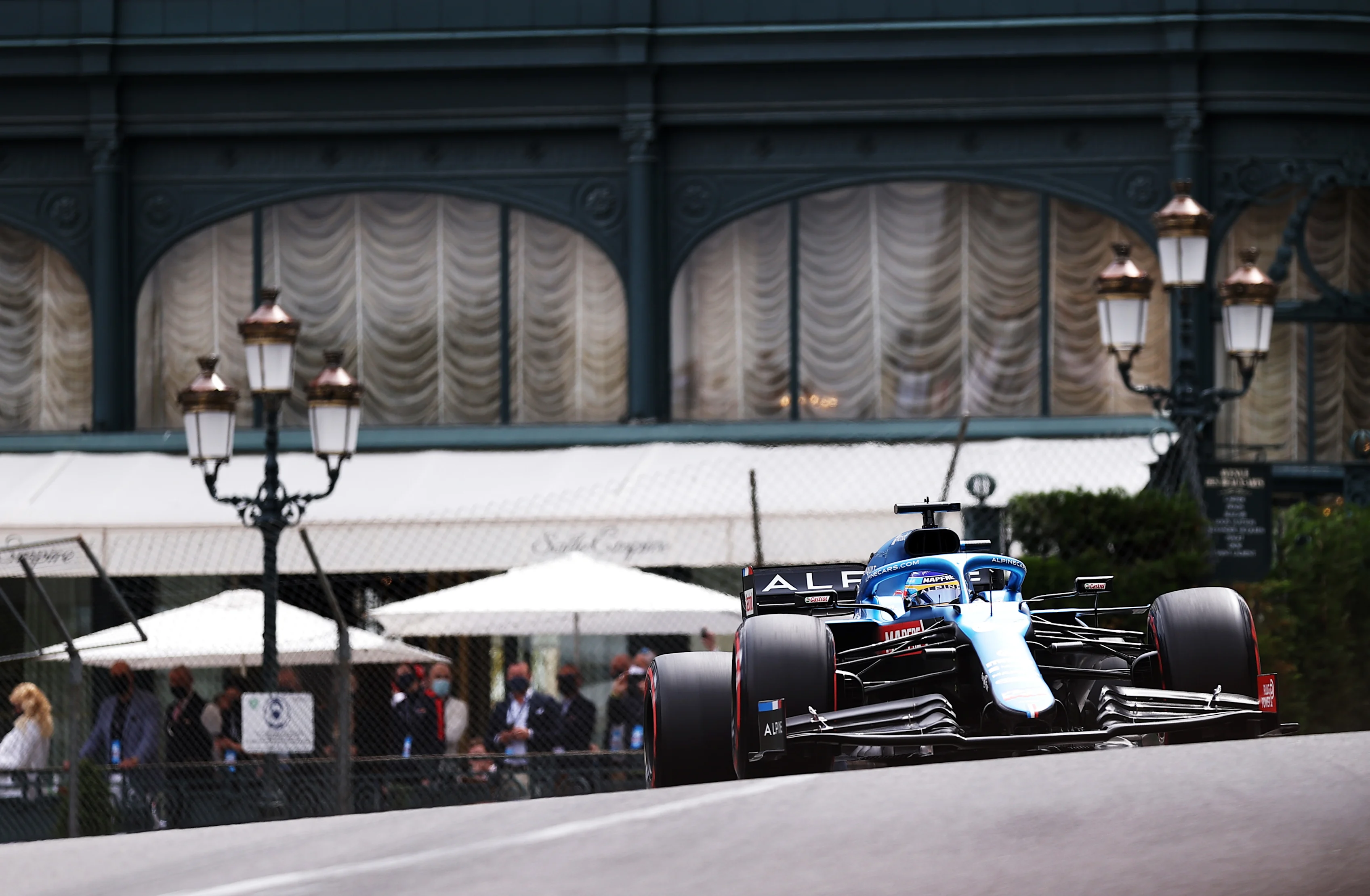 MONTE-CARLO, MONACO - MAY 22: Fernando Alonso of Spain driving the (14) Alpine A521 Renault on track during qualifying for the F1 Grand Prix of Monaco at Circuit de Monaco on May 22, 2021 in Monte-Carlo, Monaco. (Photo by Lars Baron/Getty Images)