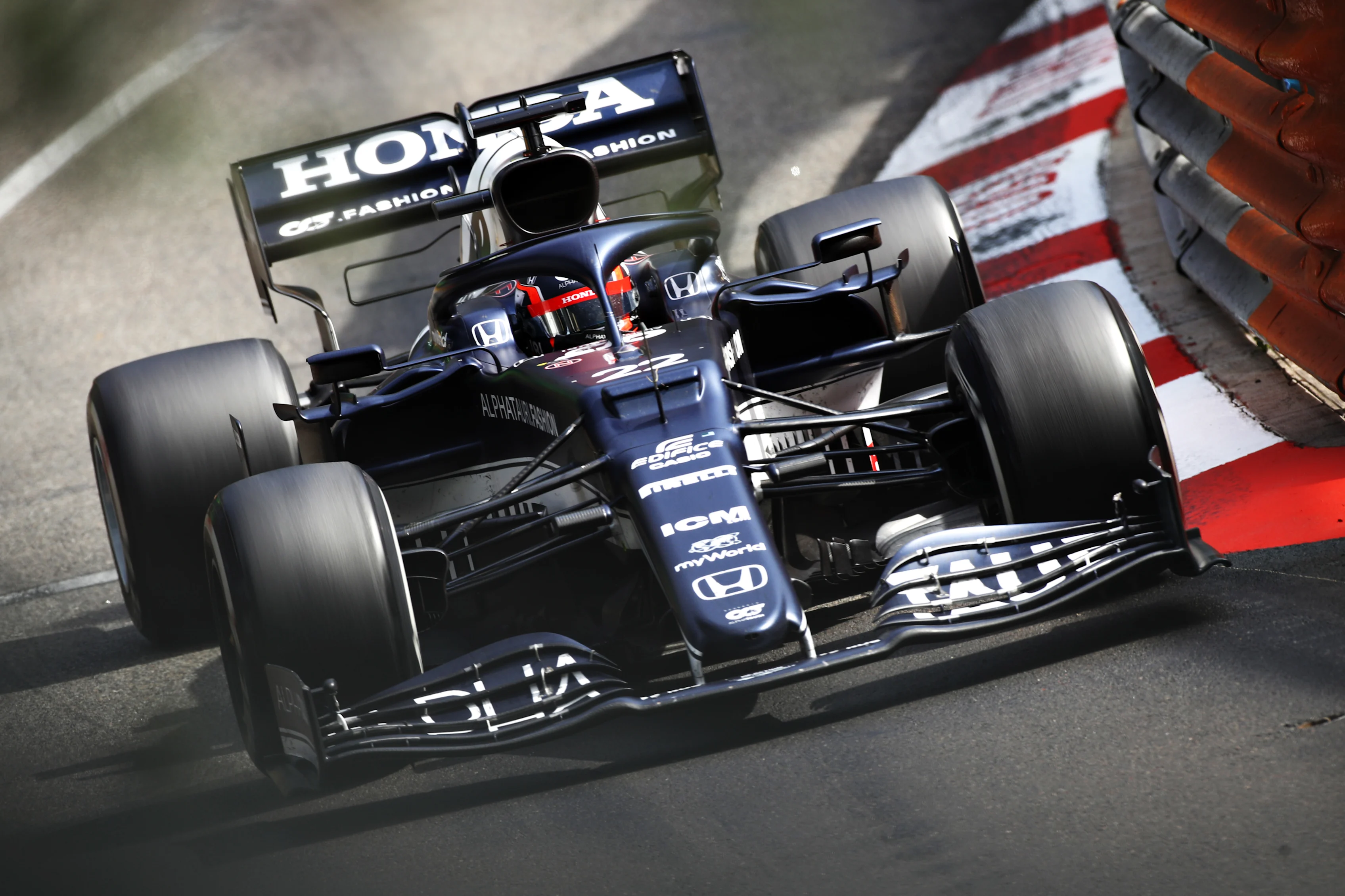 MONTE-CARLO, MONACO - MAY 23: Yuki Tsunoda of Japan driving the (22) Scuderia AlphaTauri AT02 Honda