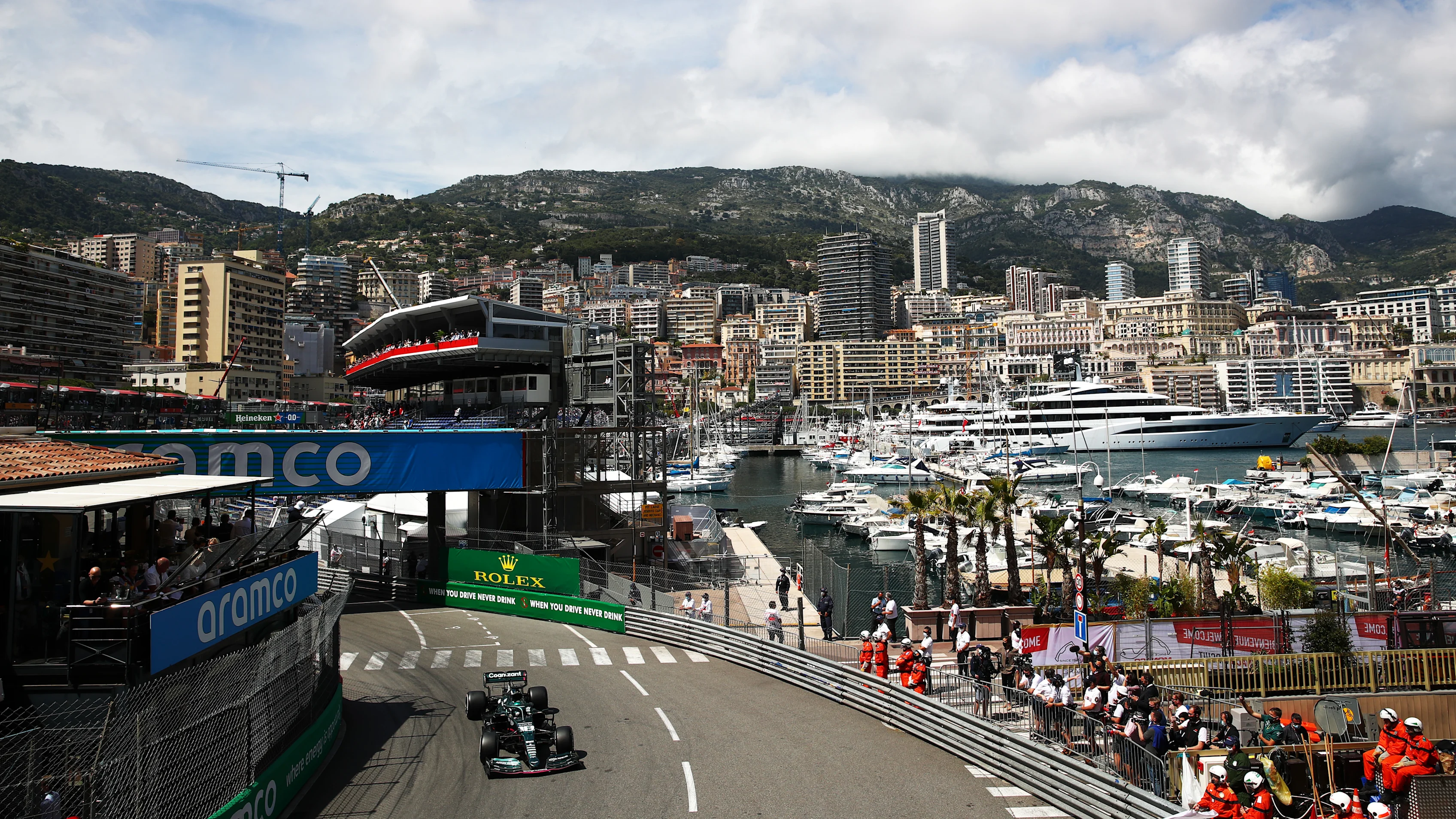 MONTE-CARLO, MONACO - MAY 23: Lance Stroll of Canada driving the (18) Aston Martin AMR21 Mercedes
