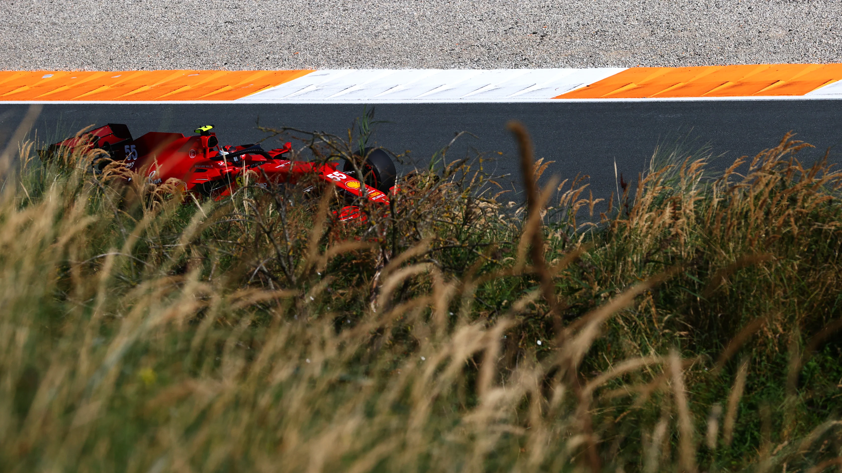 ZANDVOORT, NETHERLANDS - SEPTEMBER 03: Carlos Sainz of Spain driving the (55) Scuderia Ferrari SF21 during practice ahead of the F1 Grand Prix of The Netherlands at Circuit Zandvoort on September 03, 2021 in Zandvoort, Netherlands. (Photo by Dan Istitene - Formula 1/Formula 1 via Getty Images)