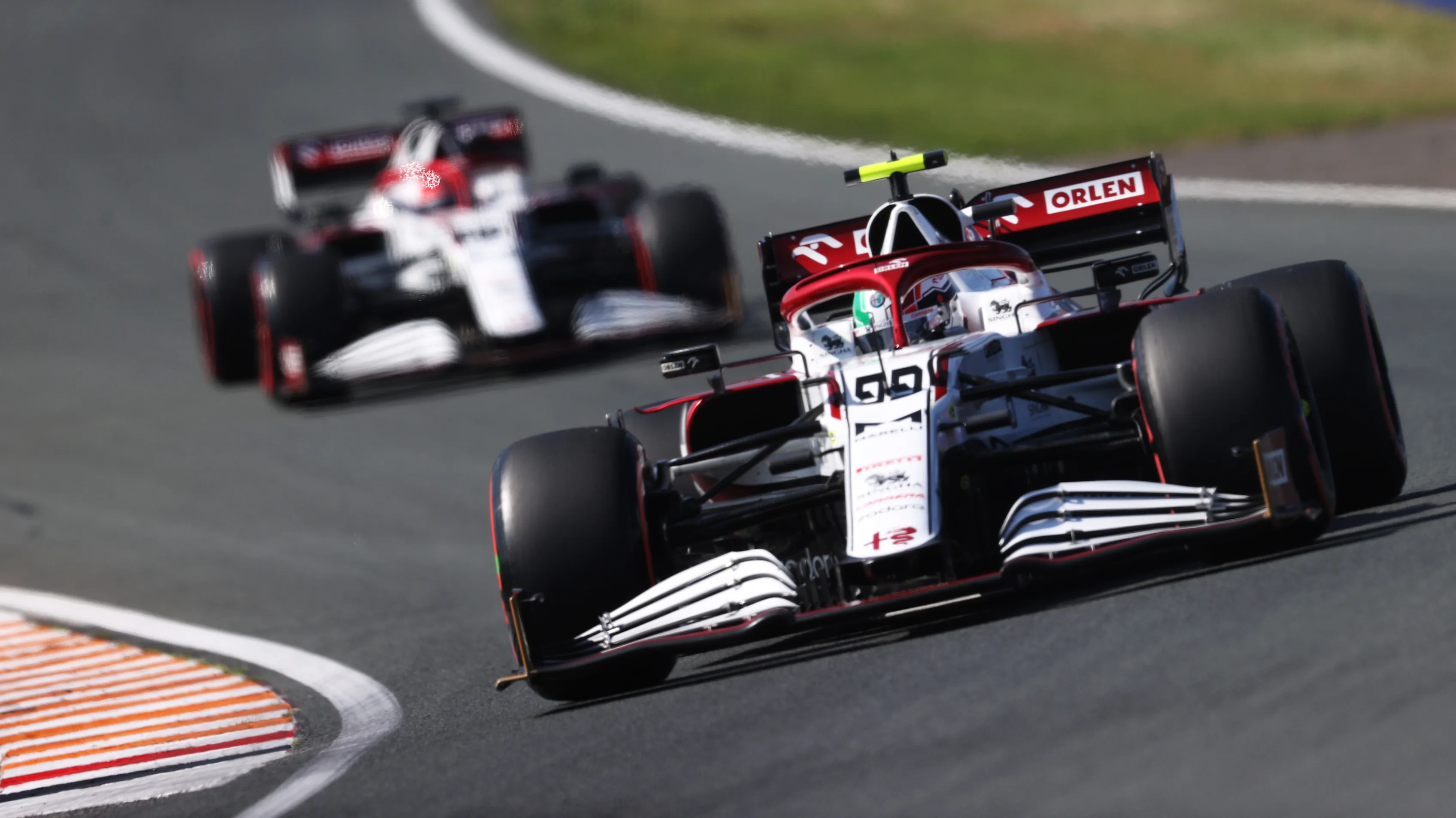 ZANDVOORT, NETHERLANDS - SEPTEMBER 04: Antonio Giovinazzi of Italy driving the (99) Alfa Romeo Racing C41 Ferrari during final practice ahead of the F1 Grand Prix of The Netherlands at Circuit Zandvoort on September 04, 2021 in Zandvoort, Netherlands. (Photo by Clive Rose - Formula 1/Formula 1 via Getty Images)