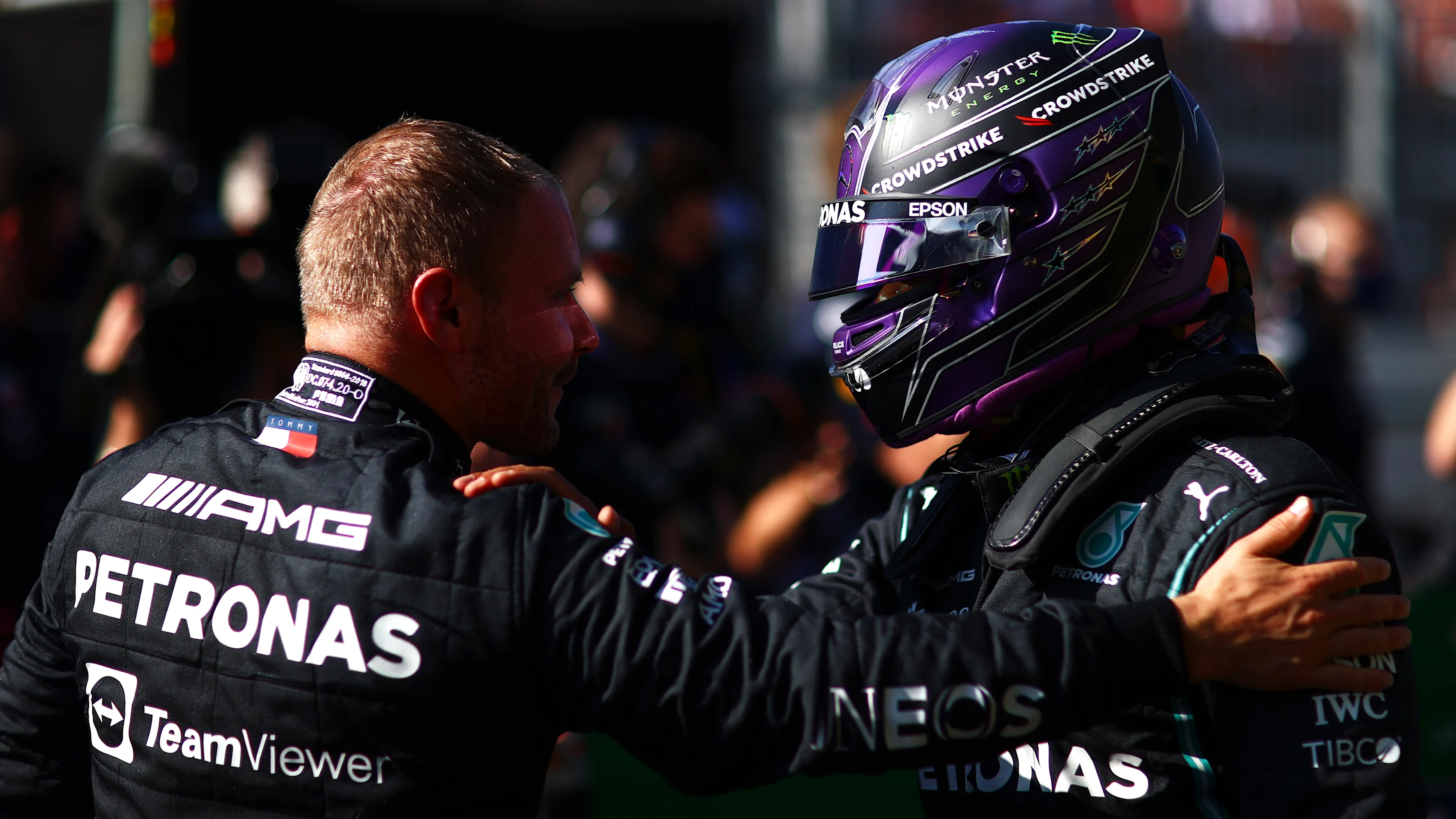 ZANDVOORT, NETHERLANDS - SEPTEMBER 04: Second place qualifier Lewis Hamilton of Great Britain and