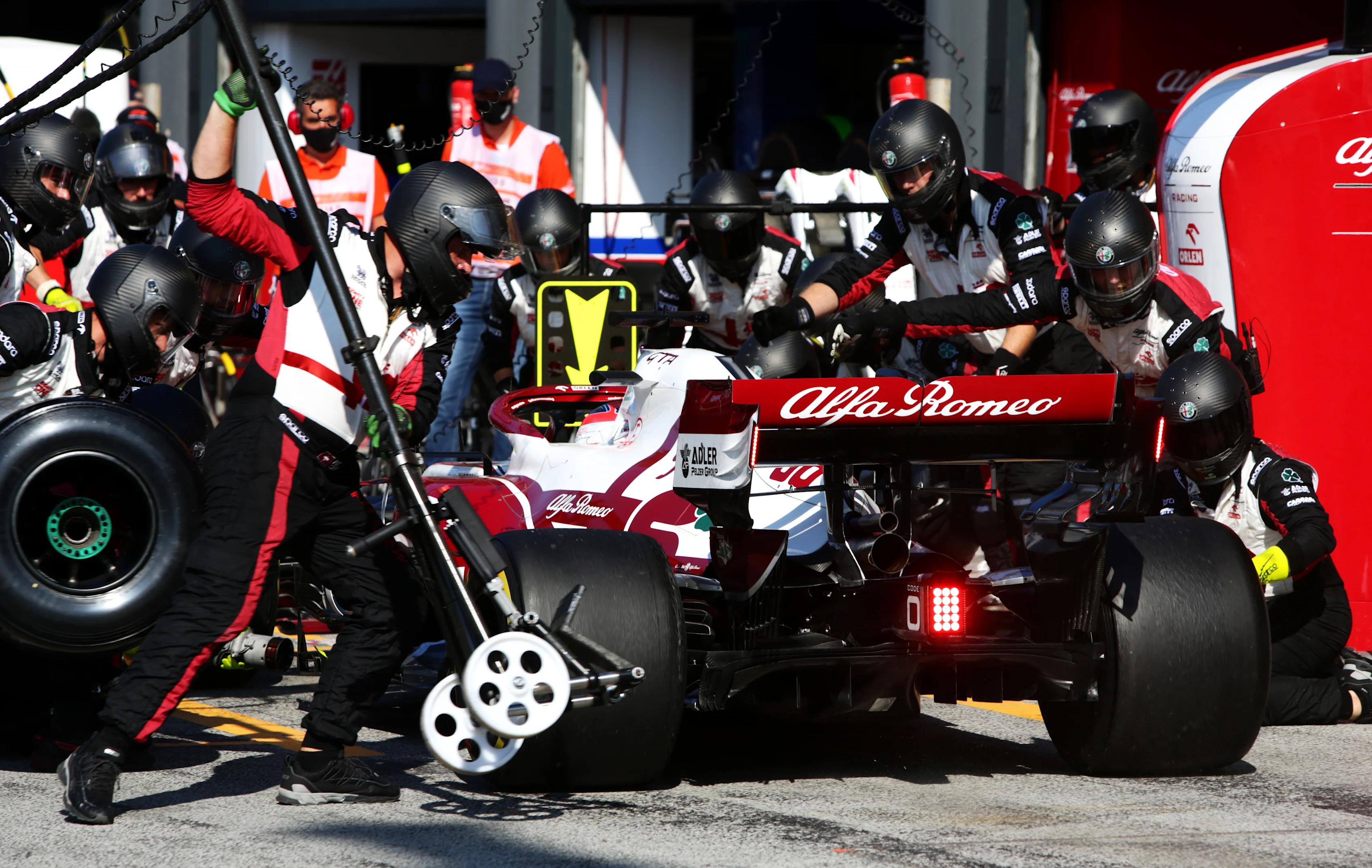 ZANDVOORT, NETHERLANDS - SEPTEMBER 05: Robert Kubica of Poland driving the (88) Alfa Romeo Racing C41 Ferrari makes a pitstop during the F1 Grand Prix of The Netherlands at Circuit Zandvoort on September 05, 2021 in Zandvoort, Netherlands. (Photo by Peter Fox/Getty Images)