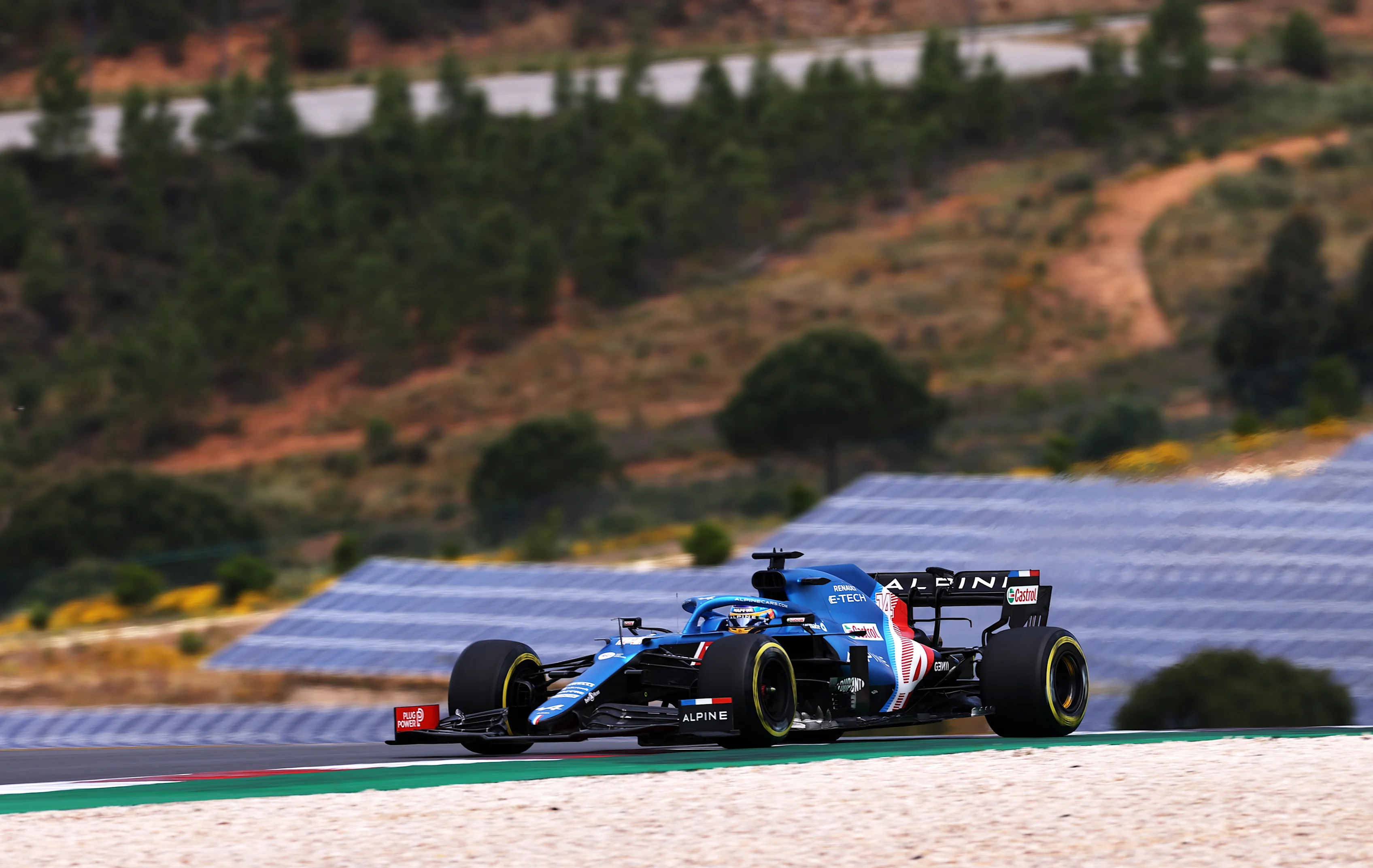 PORTIMAO, PORTUGAL - MAY 01: Fernando Alonso of Spain driving the (14) Alpine A521 Renault on track