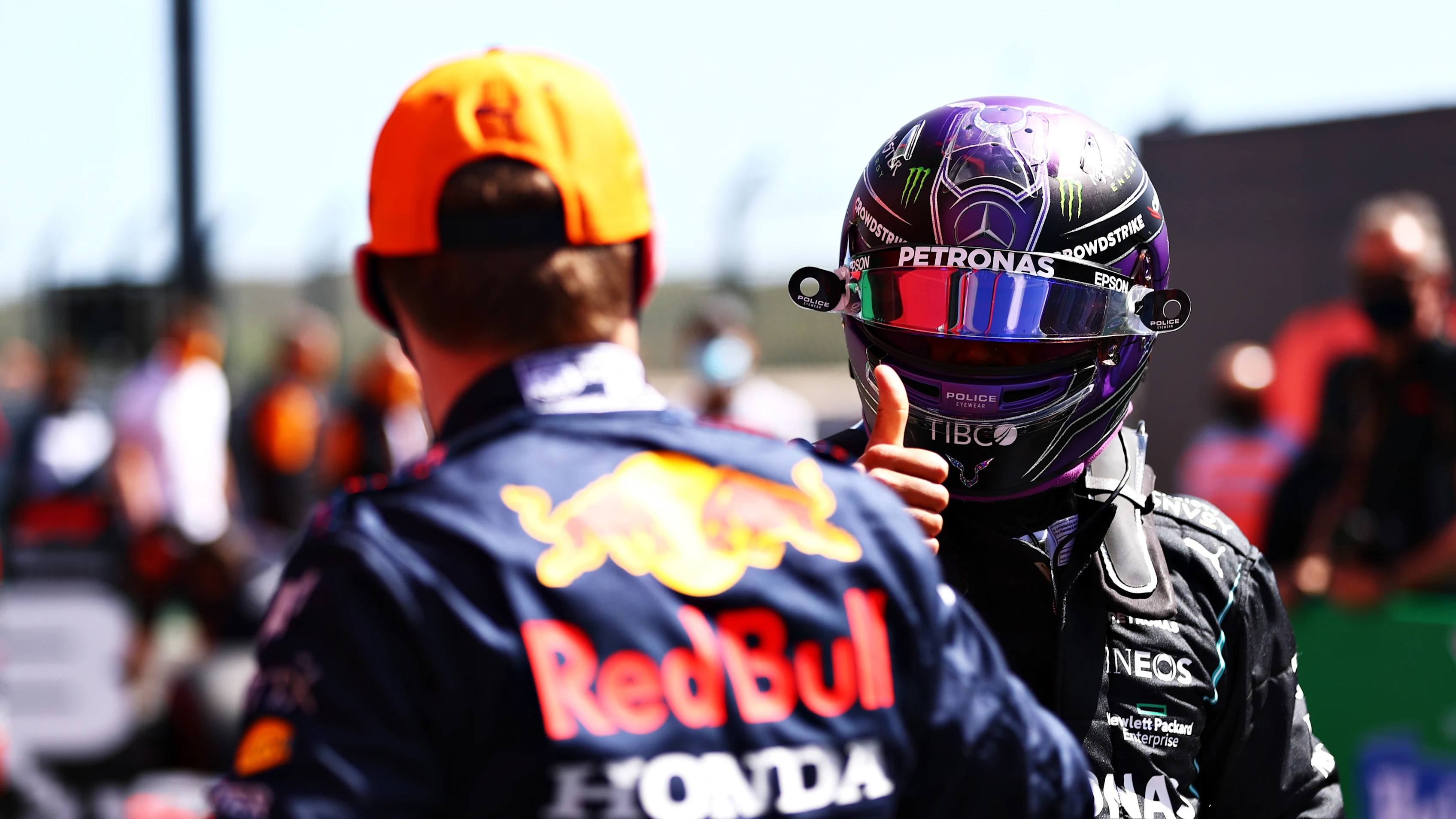 PORTIMAO, PORTUGAL - MAY 01: Second place qualifier Lewis Hamilton of Great Britain and Mercedes GP