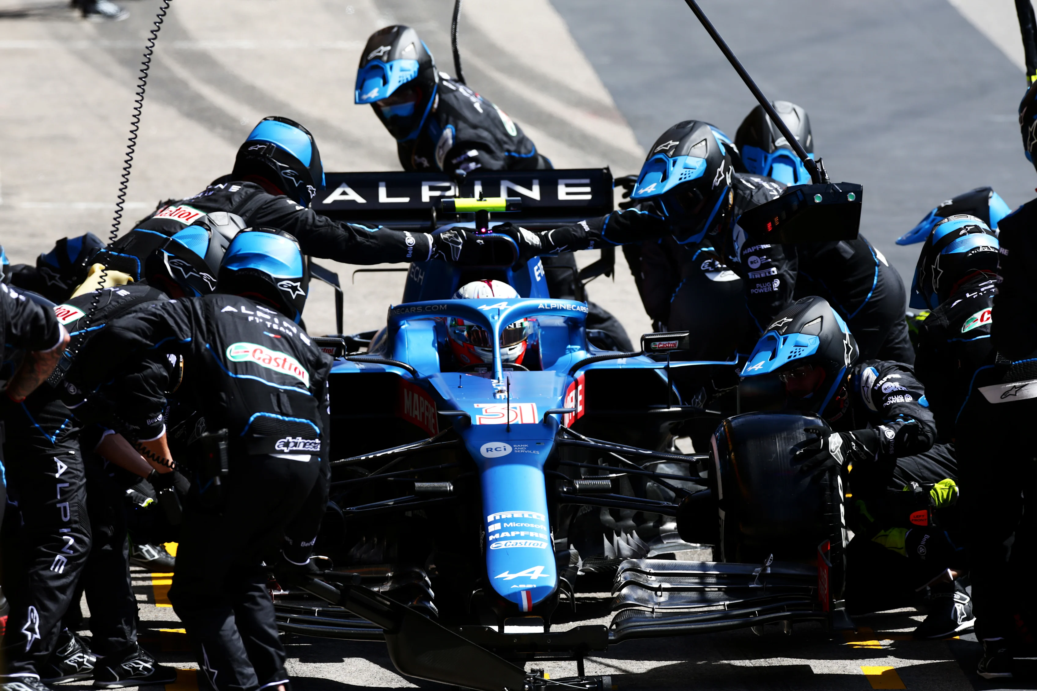 PORTIMAO, PORTUGAL - MAY 02: Esteban Ocon of France driving the (31) Alpine A521 Renault comes in