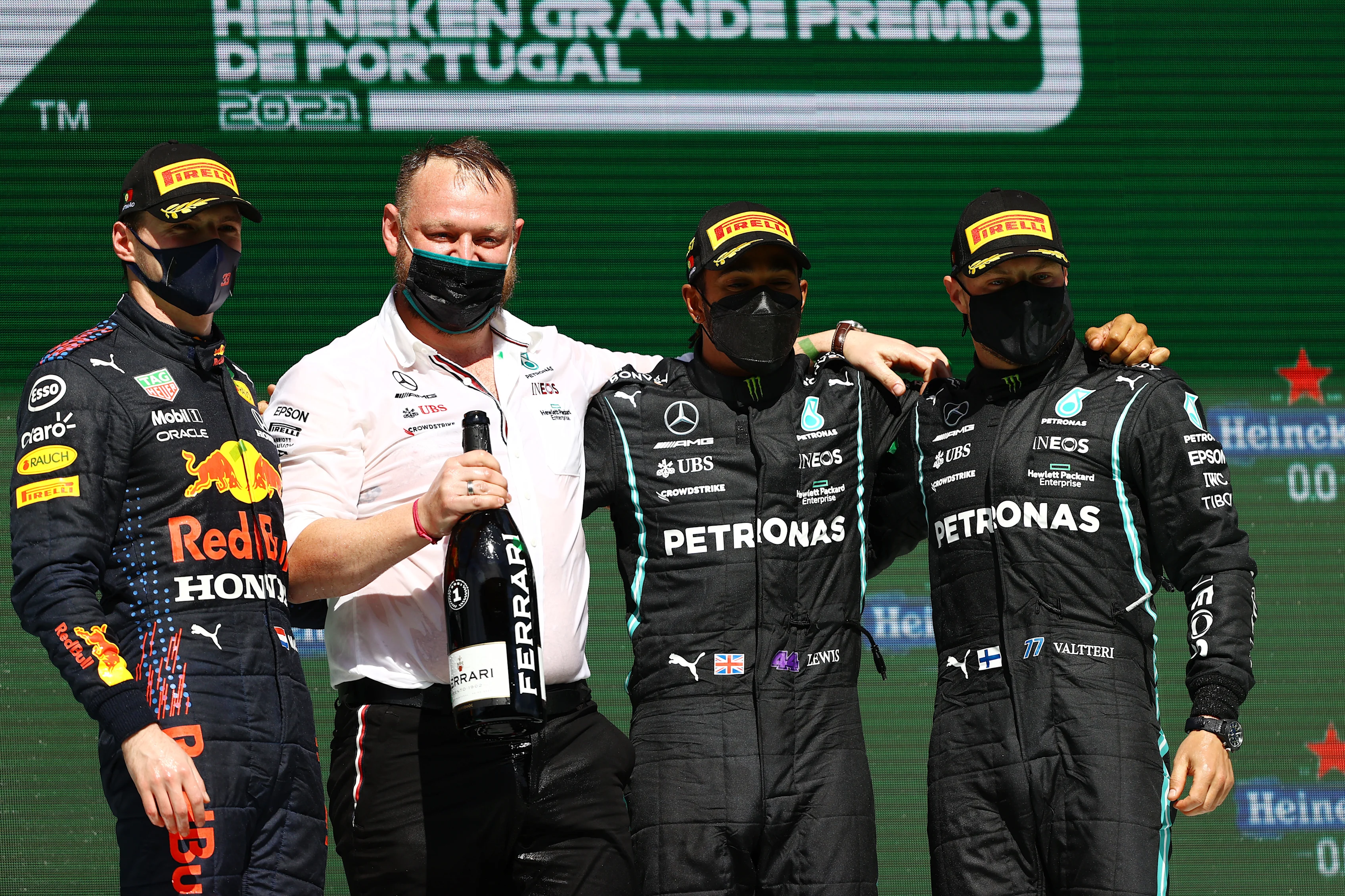 PORTIMAO, PORTUGAL - MAY 02: Race winner Lewis Hamilton of Great Britain and Mercedes GP, Mercedes