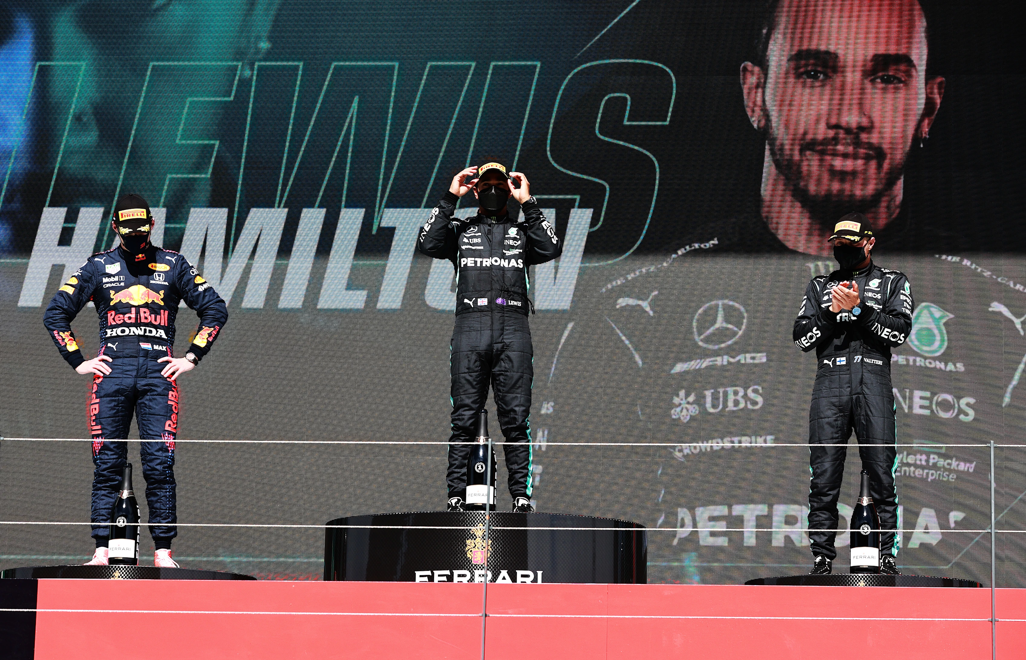 PORTIMAO, PORTUGAL - MAY 02: Second placed Max Verstappen of Netherlands and Red Bull Racing, race