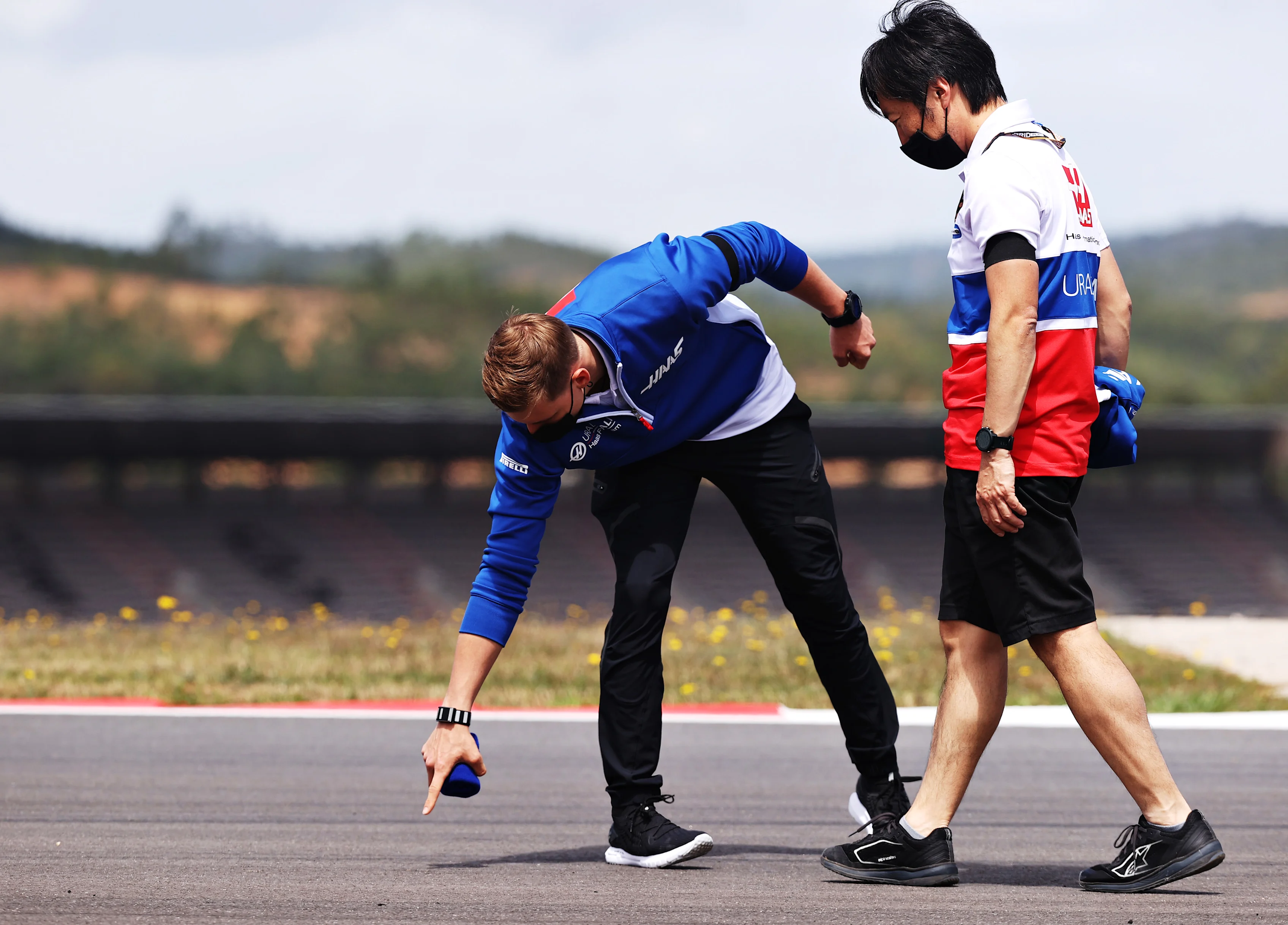 PORTIMAO, PORTUGAL - APRIL 29: Mick Schumacher of Germany and Haas F1 inspects the track with his