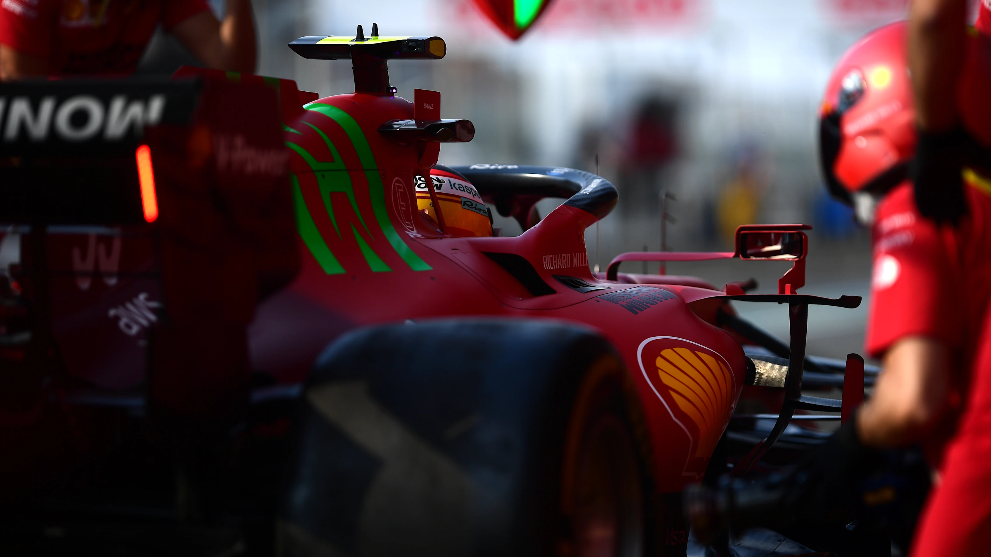 DOHA, QATAR - NOVEMBER 19: Carlos Sainz of Spain driving the (55) Scuderia Ferrari SF21 makes a pitstop during practice ahead of the F1 Grand Prix of Qatar at Losail International Circuit on November 19, 2021 in Doha, Qatar. (Photo by Mario Renzi - Formula 1/Formula 1 via Getty Images)